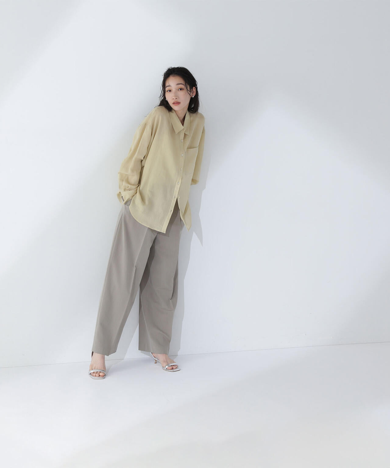 ＜骨格ナチュラル＞ツータックワイドパンツ*