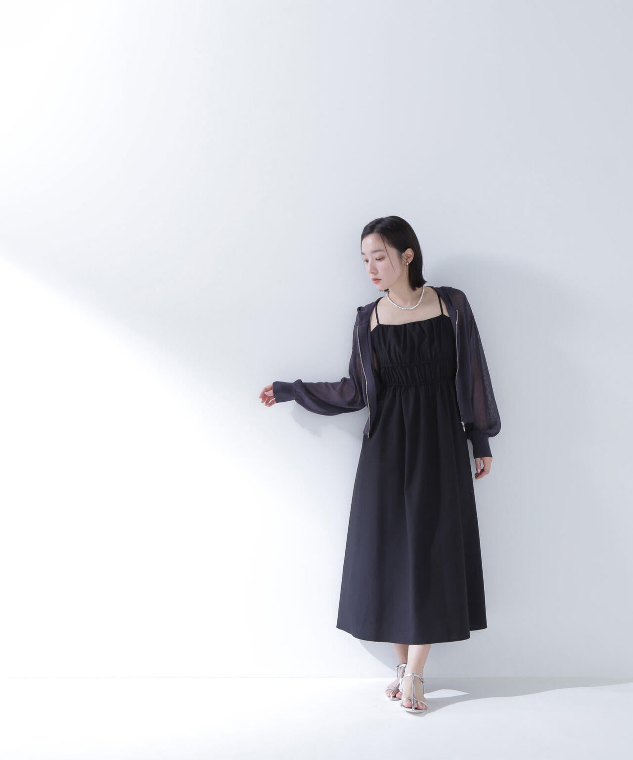 【THINK NATURAL】ギャザーデザインキャミワンピース*