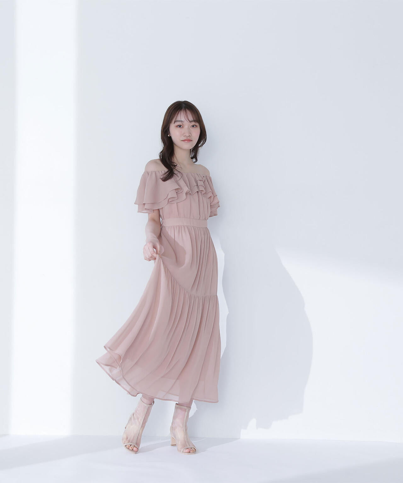 楊柳オフショルワンピース*