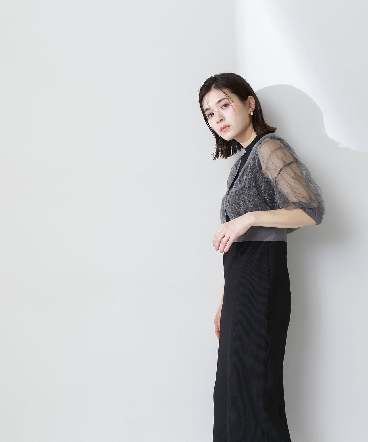 シャーリングシアーカーデセットワンピース＊