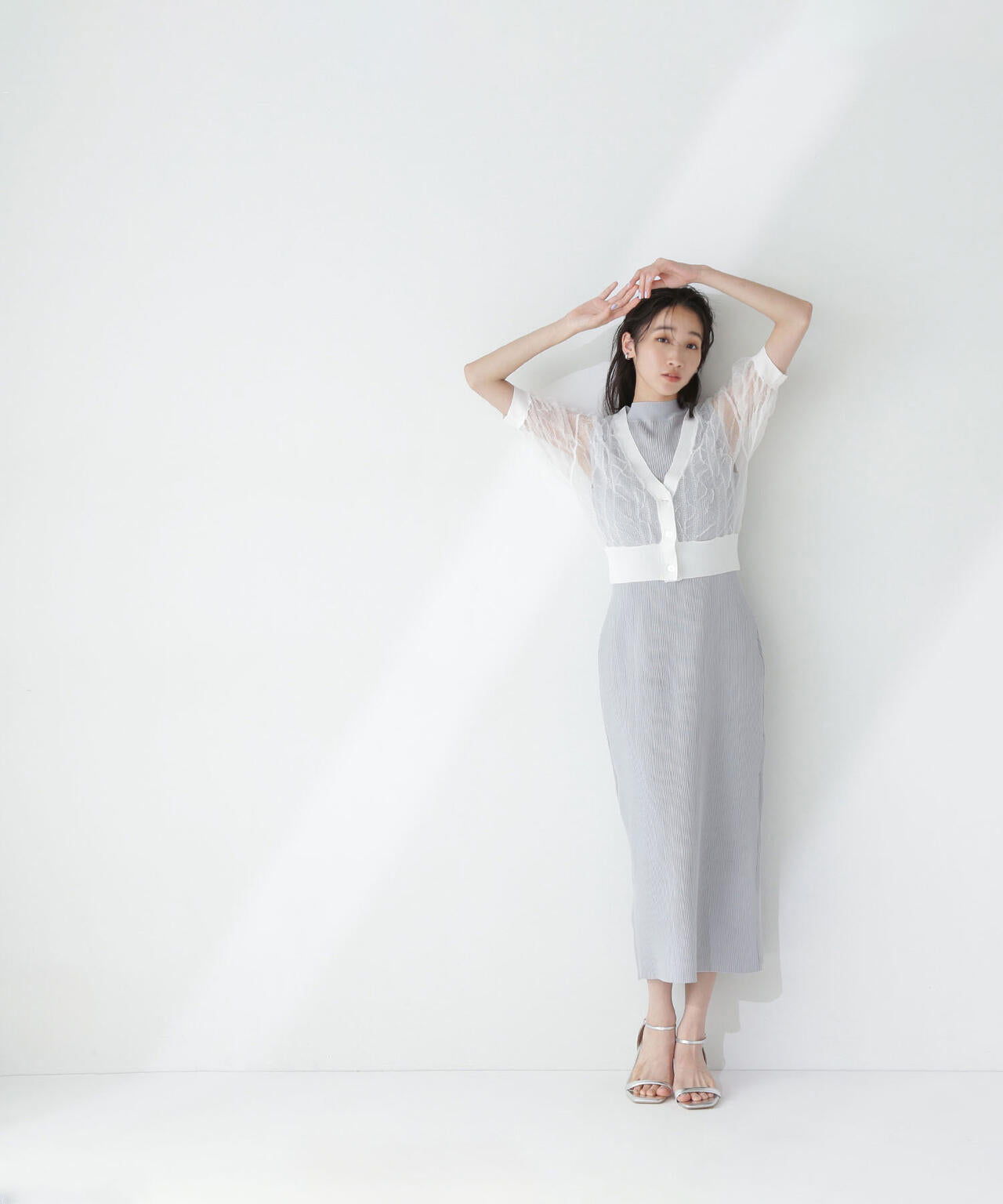 シャーリングシアーカーデセットワンピース＊