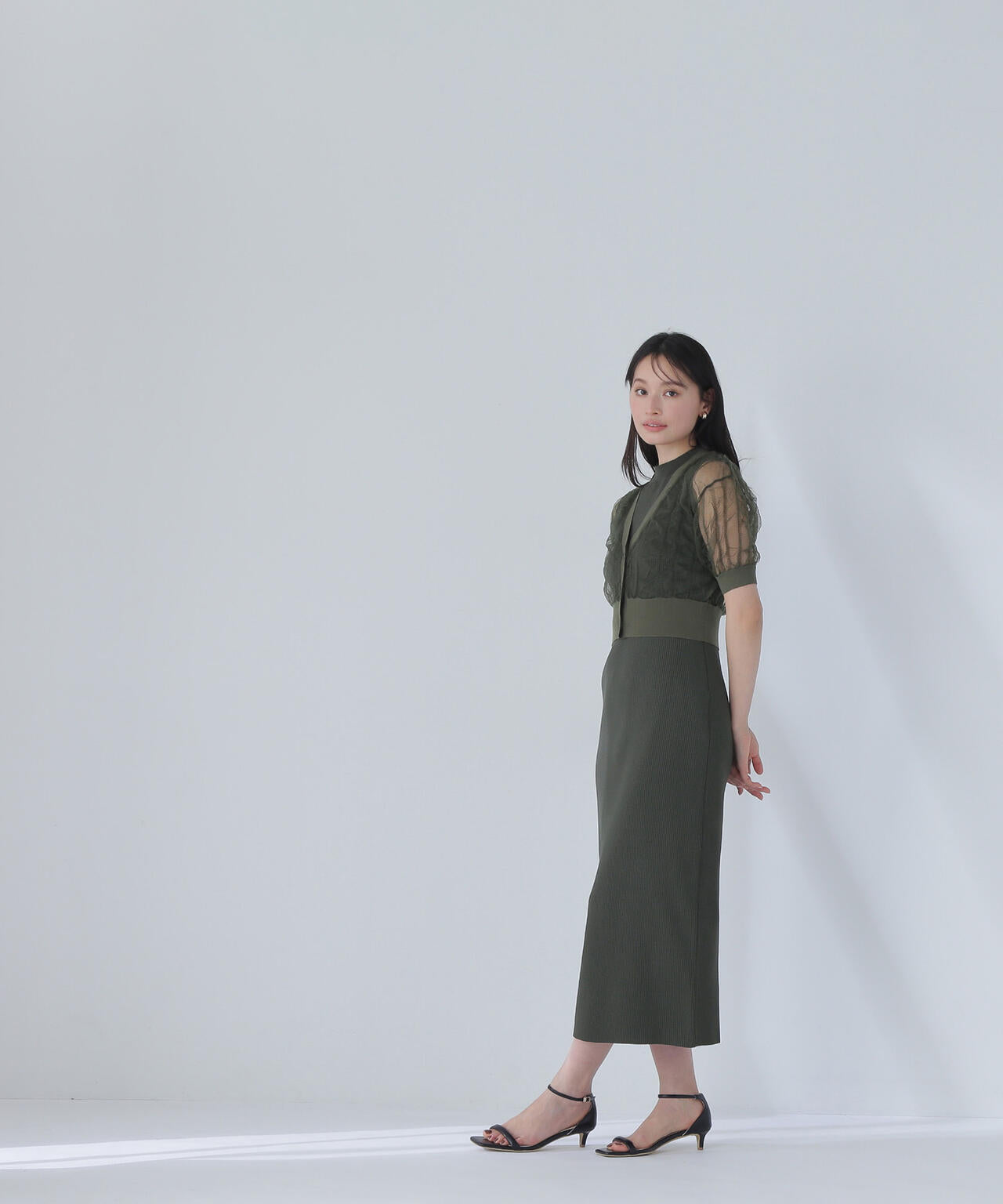 シャーリングシアーカーデセットワンピース＊