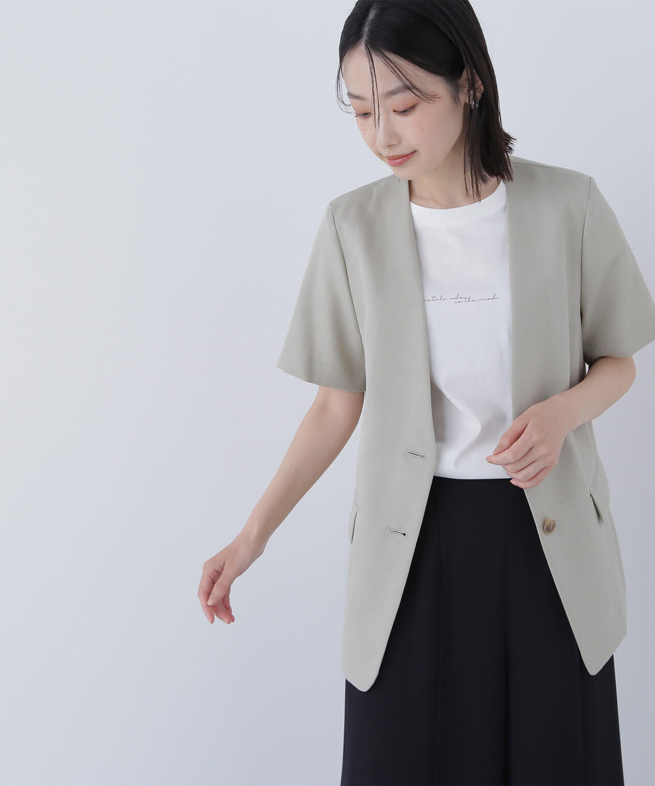 リネンライクツイルシリーズ ハーフスリーブジャケット*