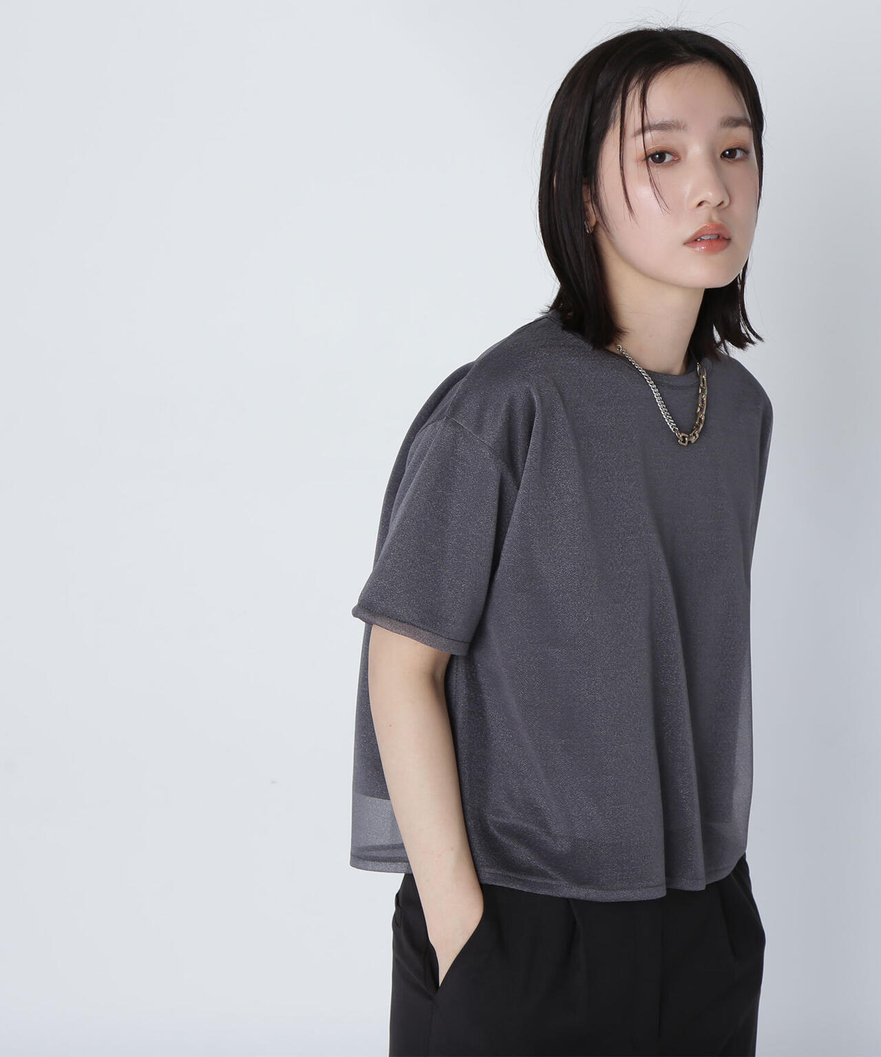 グロッシーシアーレイヤードTシャツ＊