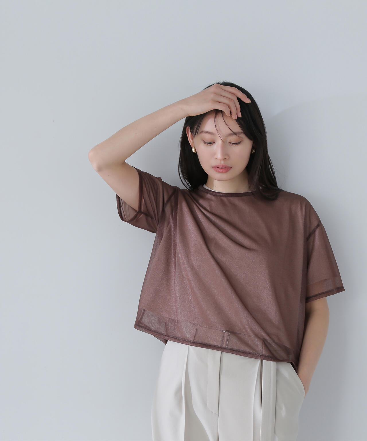 グロッシーシアーレイヤードTシャツ＊