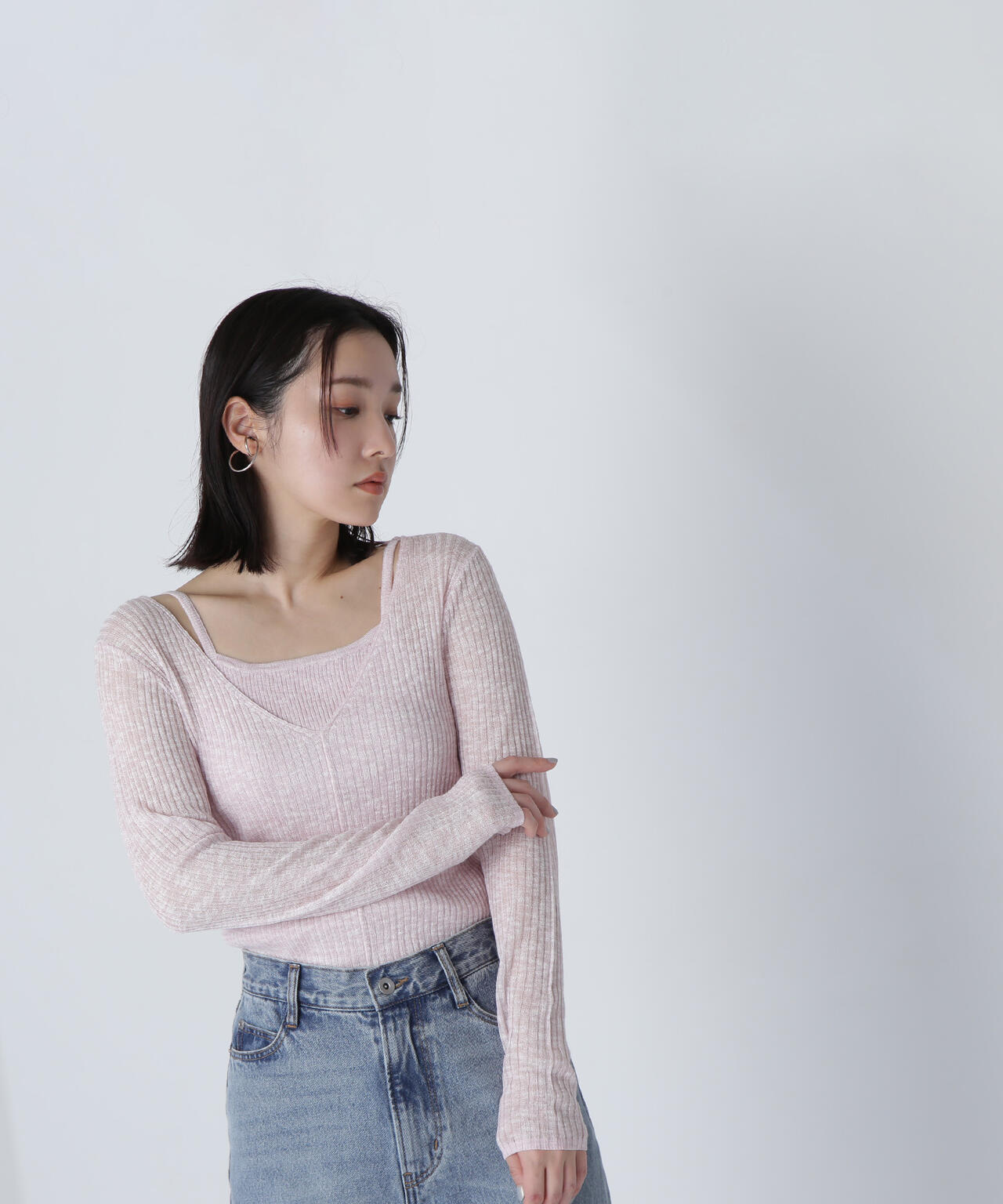 メランジシアーキャミレイヤードニット*