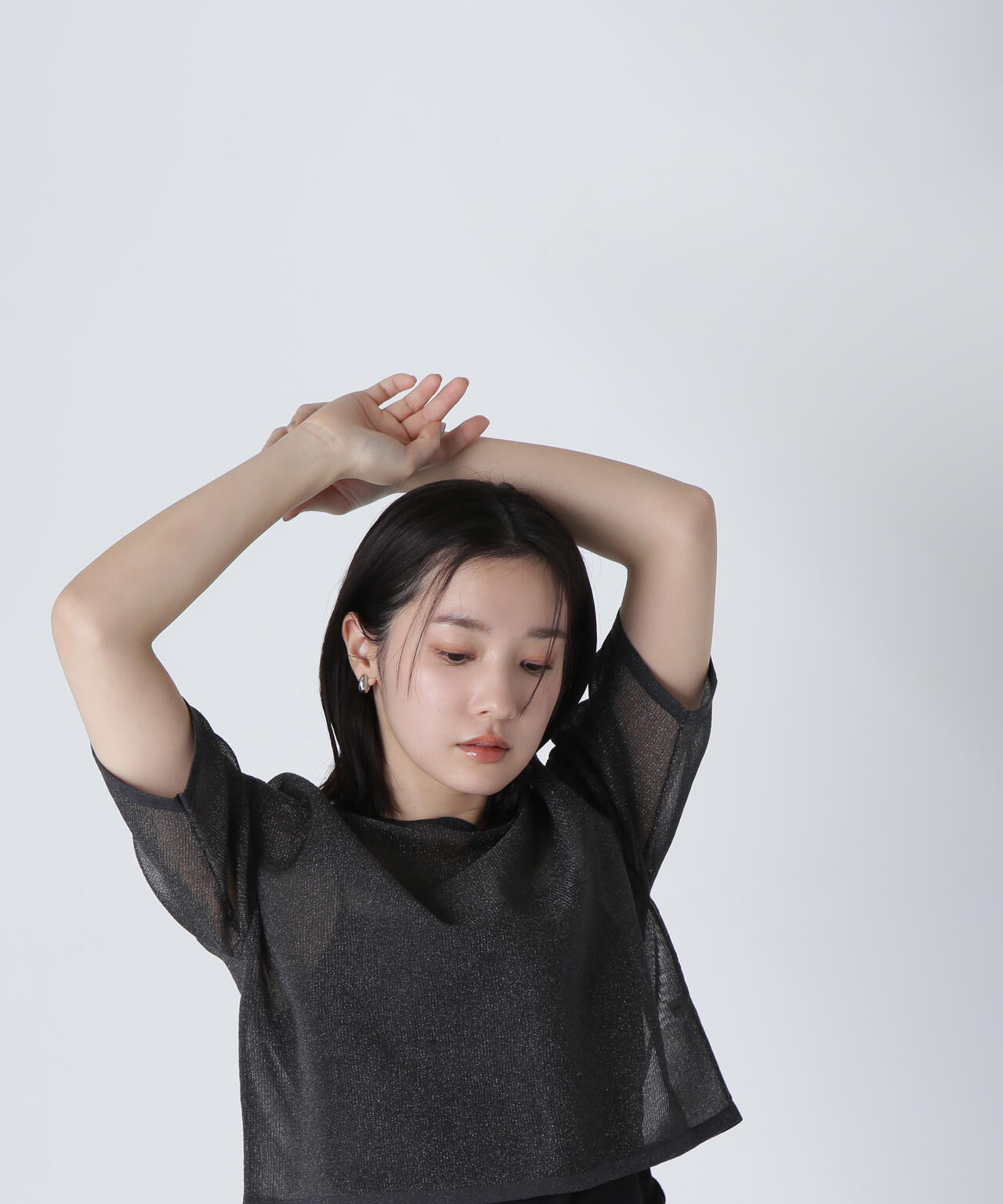 クロップドシアーニットTシャツ*