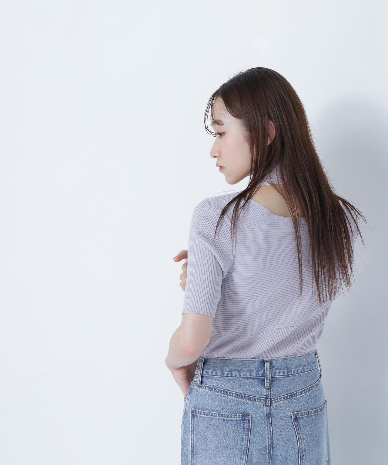 タイ付アシメネックニット*