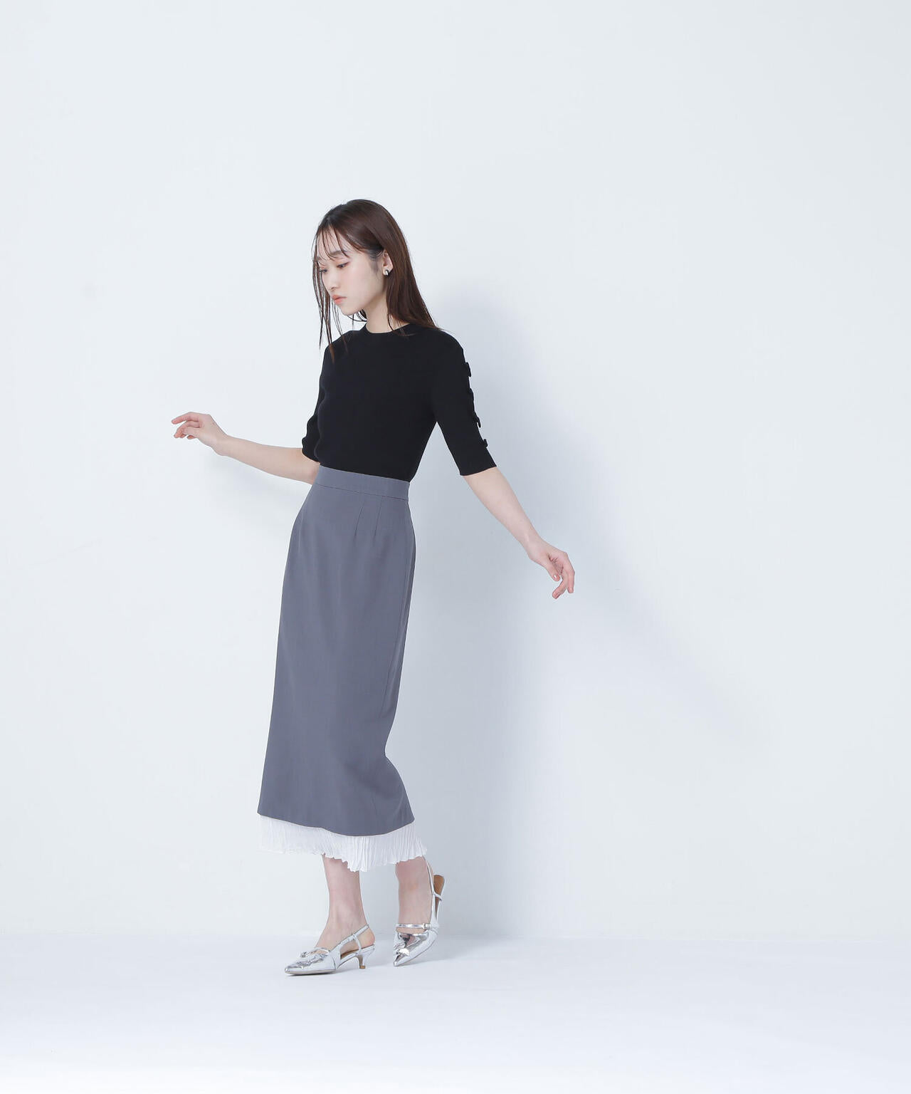 リボンスリーブニット*