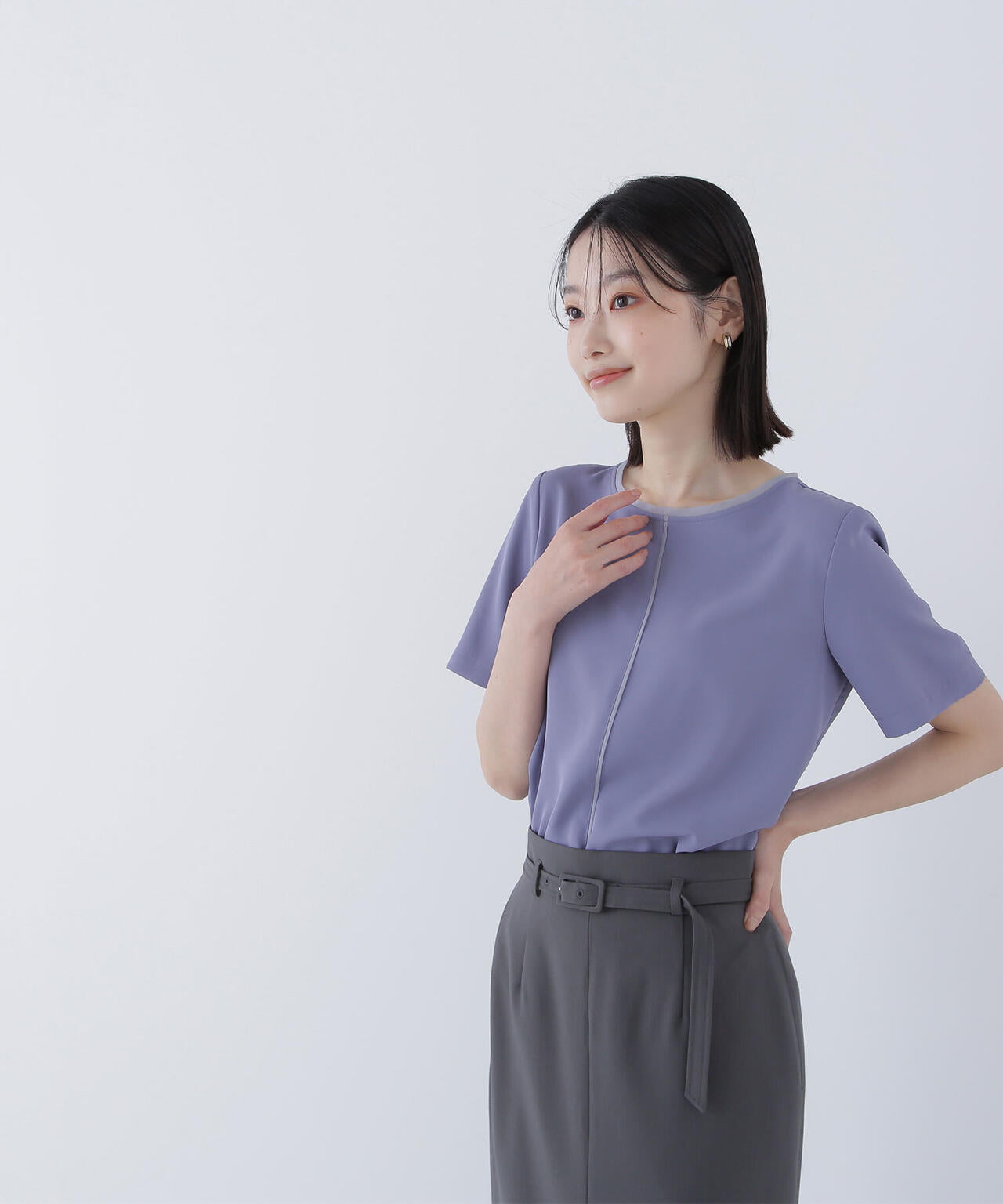 シフォンラインTブラウス*