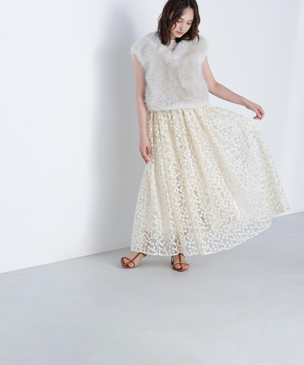 【BLANC】シアーエンブロイダリーワンピース*