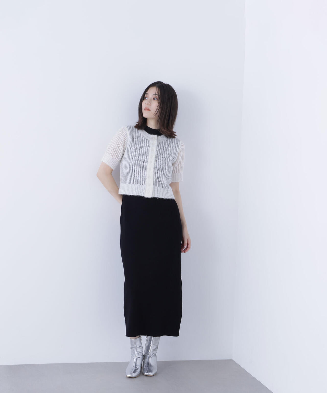 フィルムラメカーデセットニットワンピース*