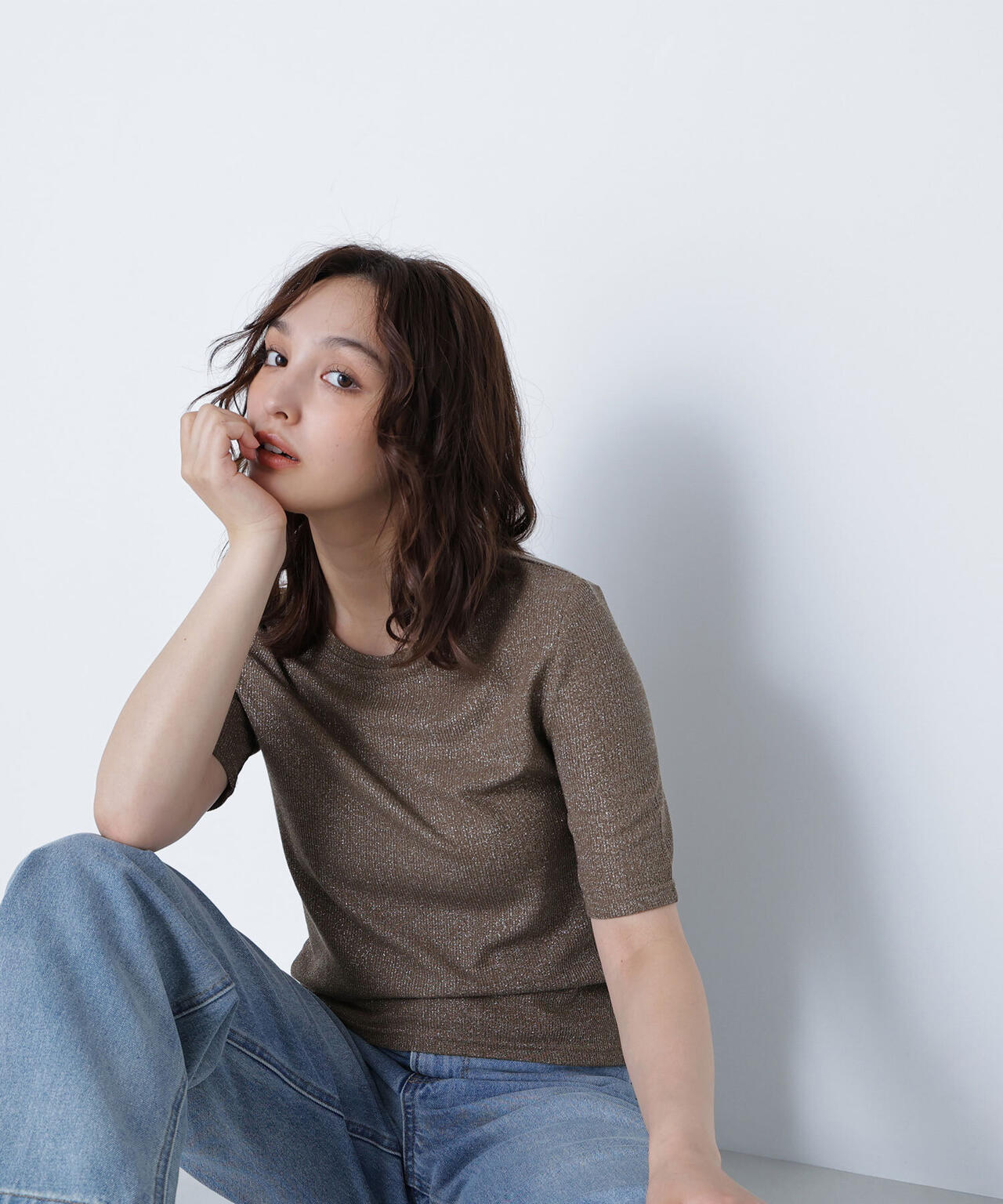 ラメリブカットソー*