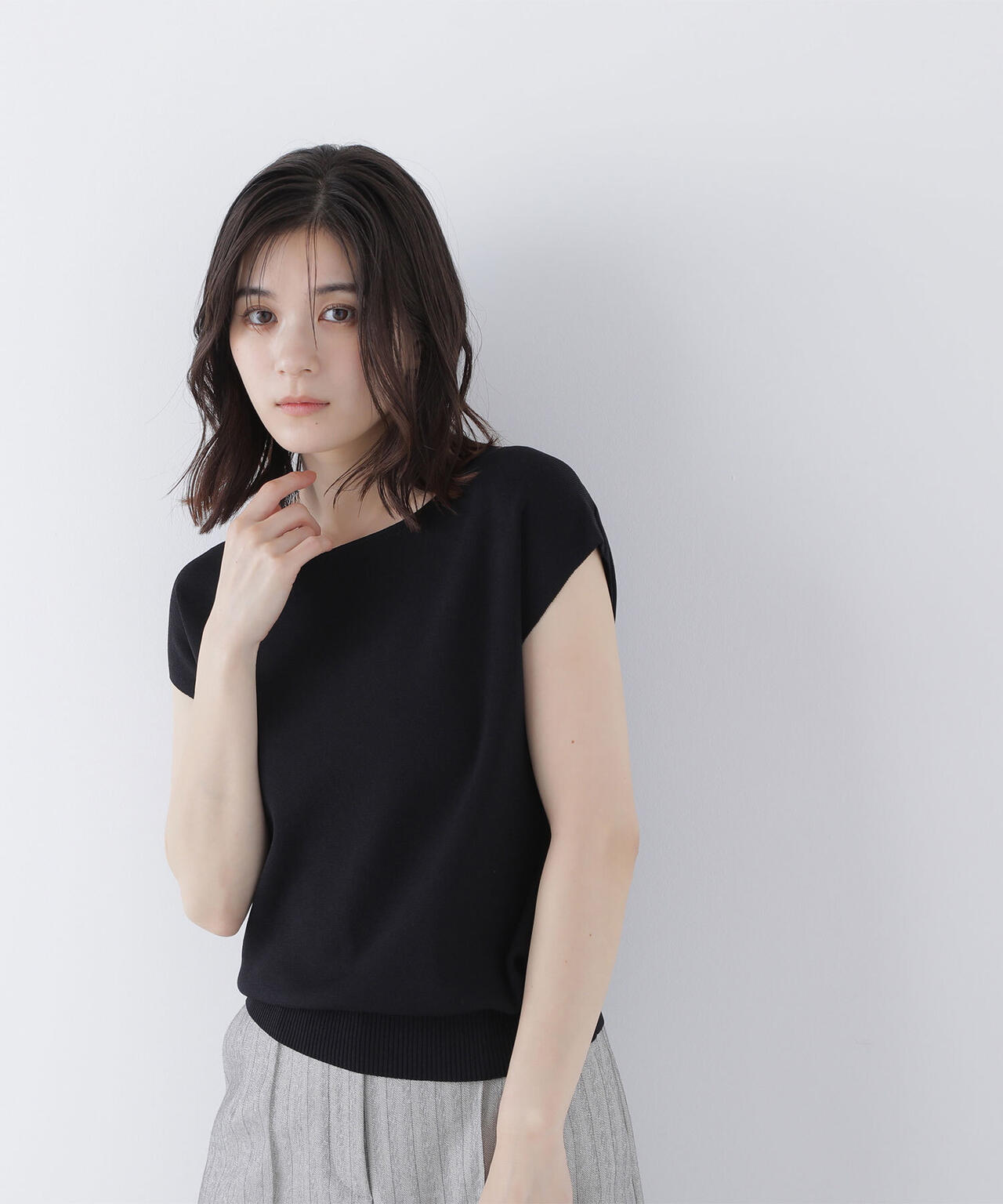 総針ベーシックシリーズ ボートネックニット*