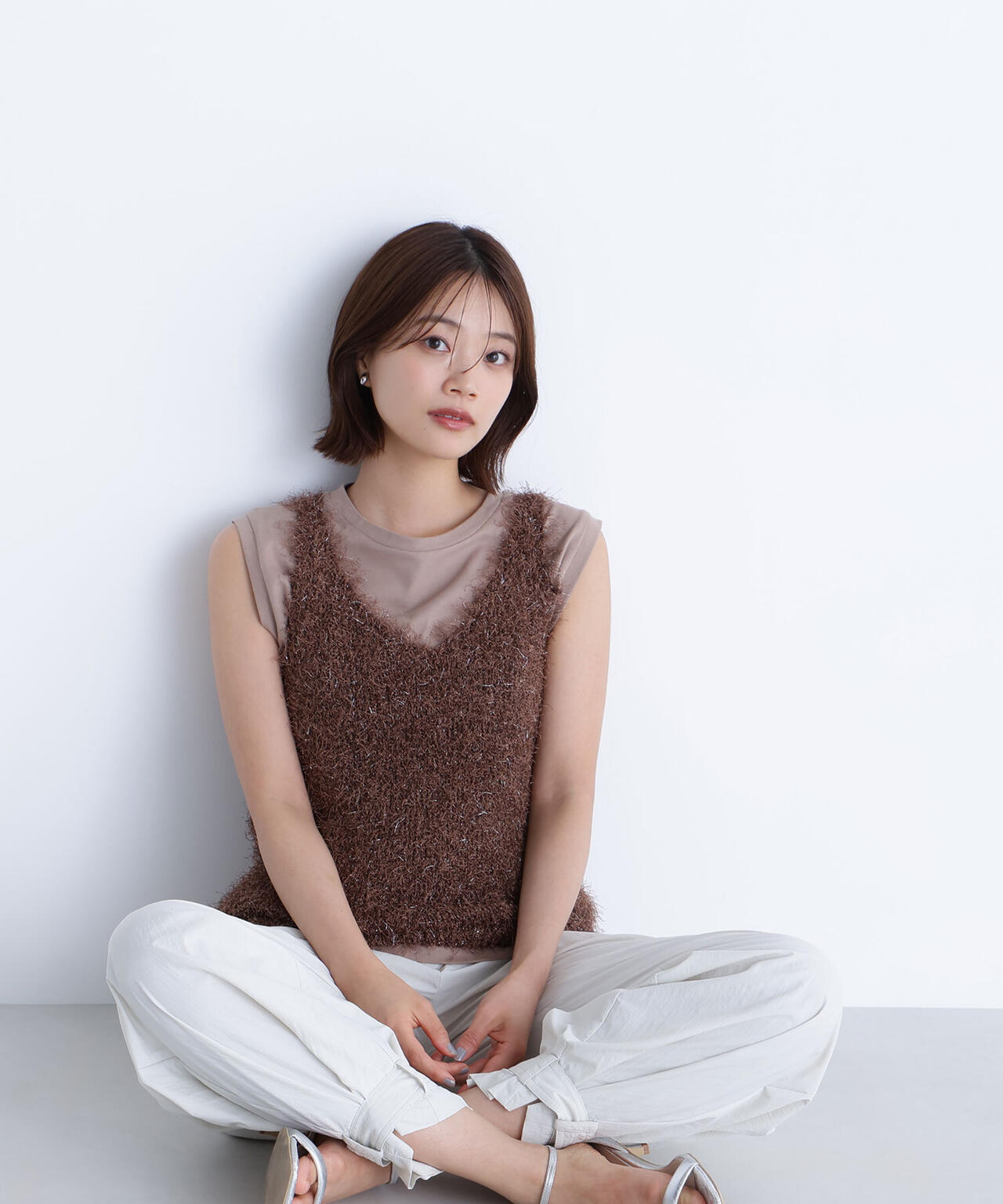 フリンジニットベストセット*