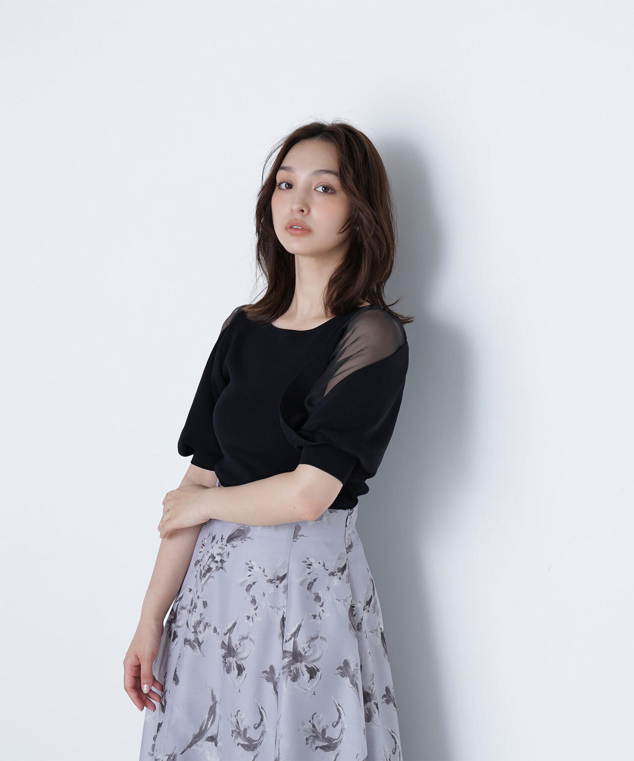シアーレイヤースリーブニット*