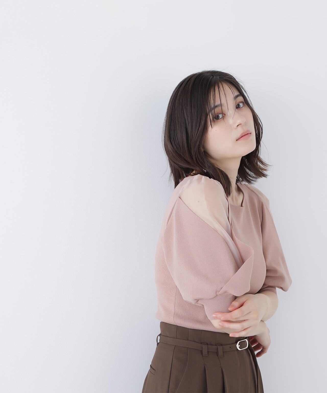 シアーレイヤースリーブニット*