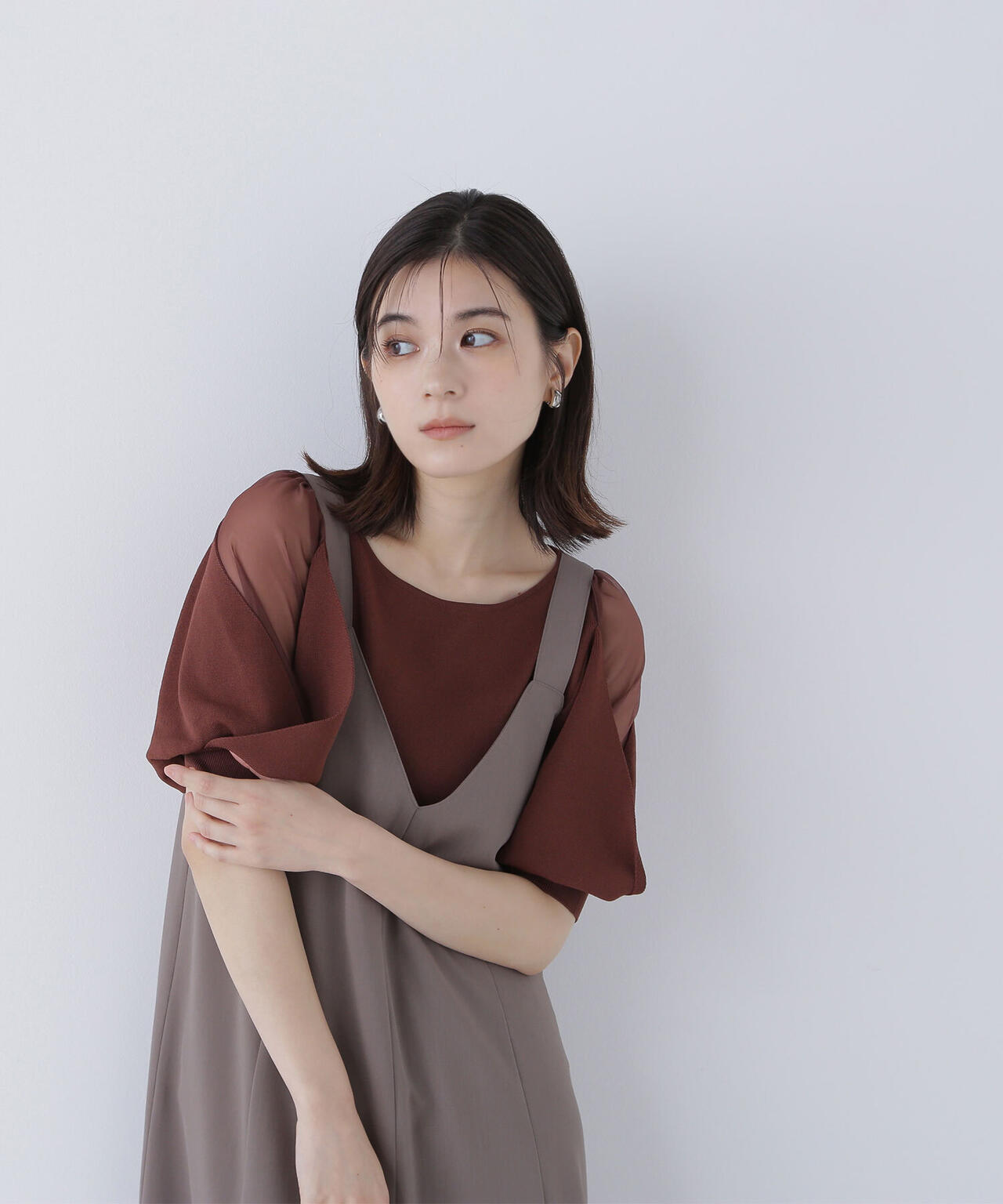 シアーレイヤースリーブニット*
