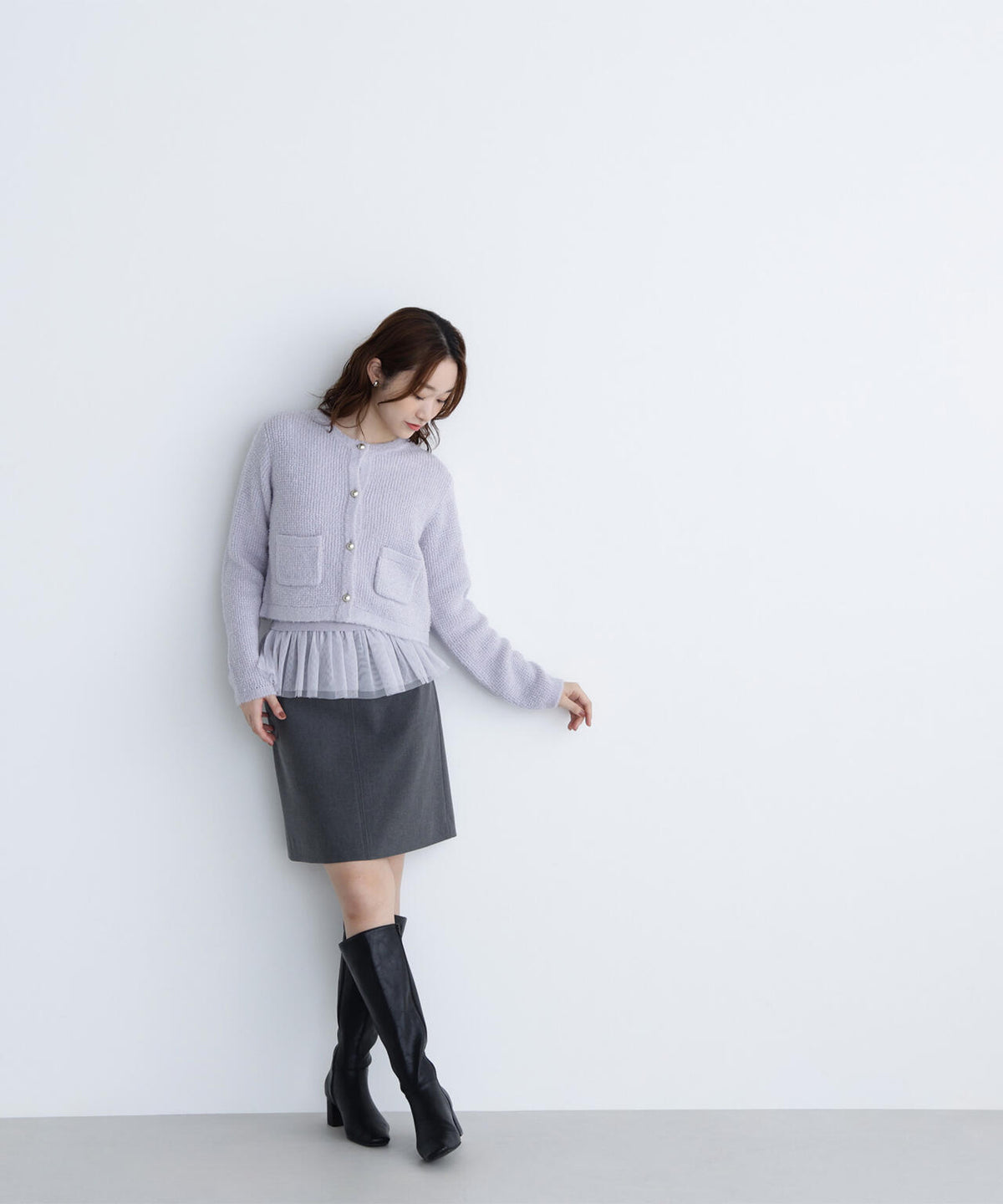 チュールペプラムニットアンサンブル＊