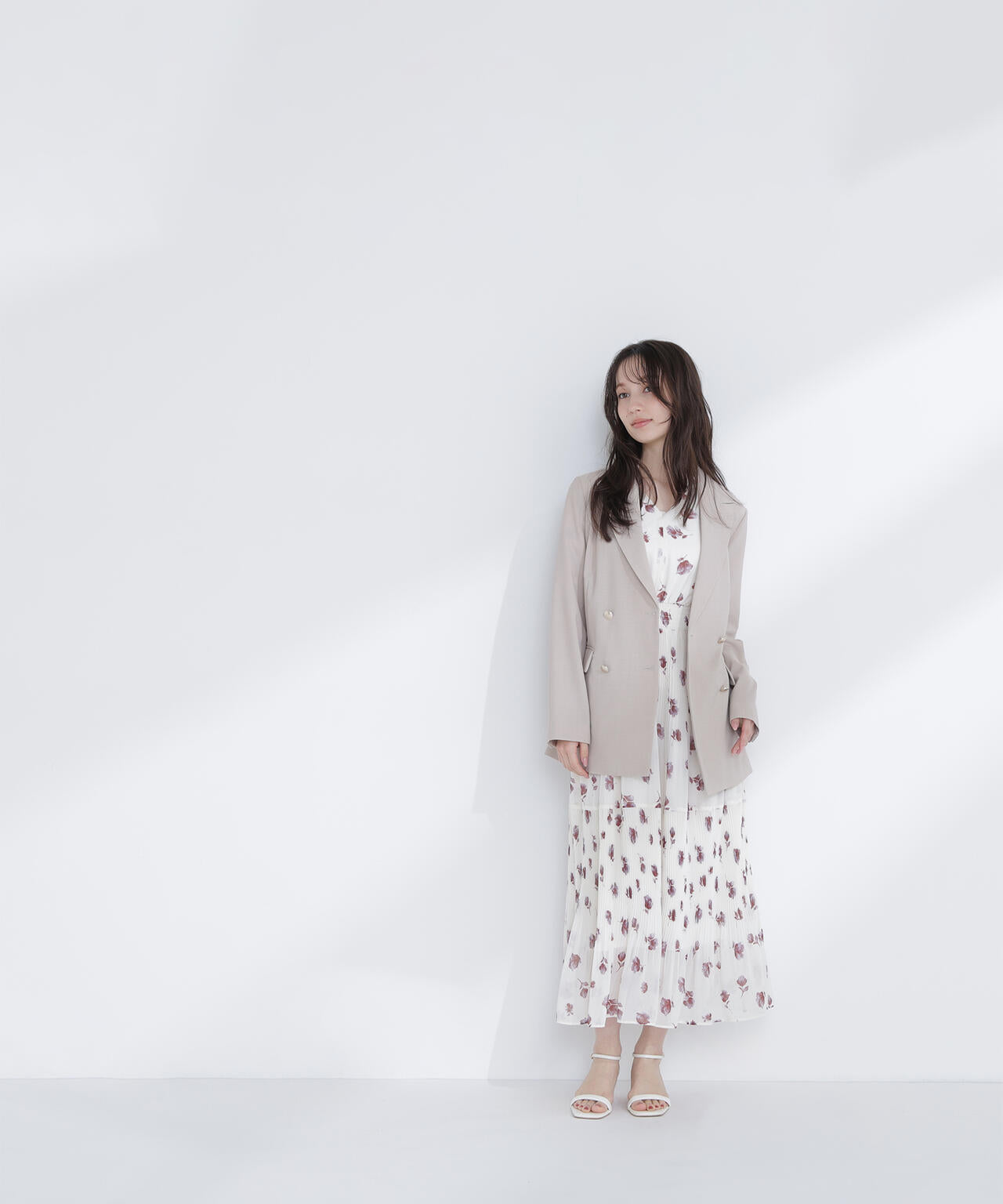 リネンライクダブルブレストボクシージャケット