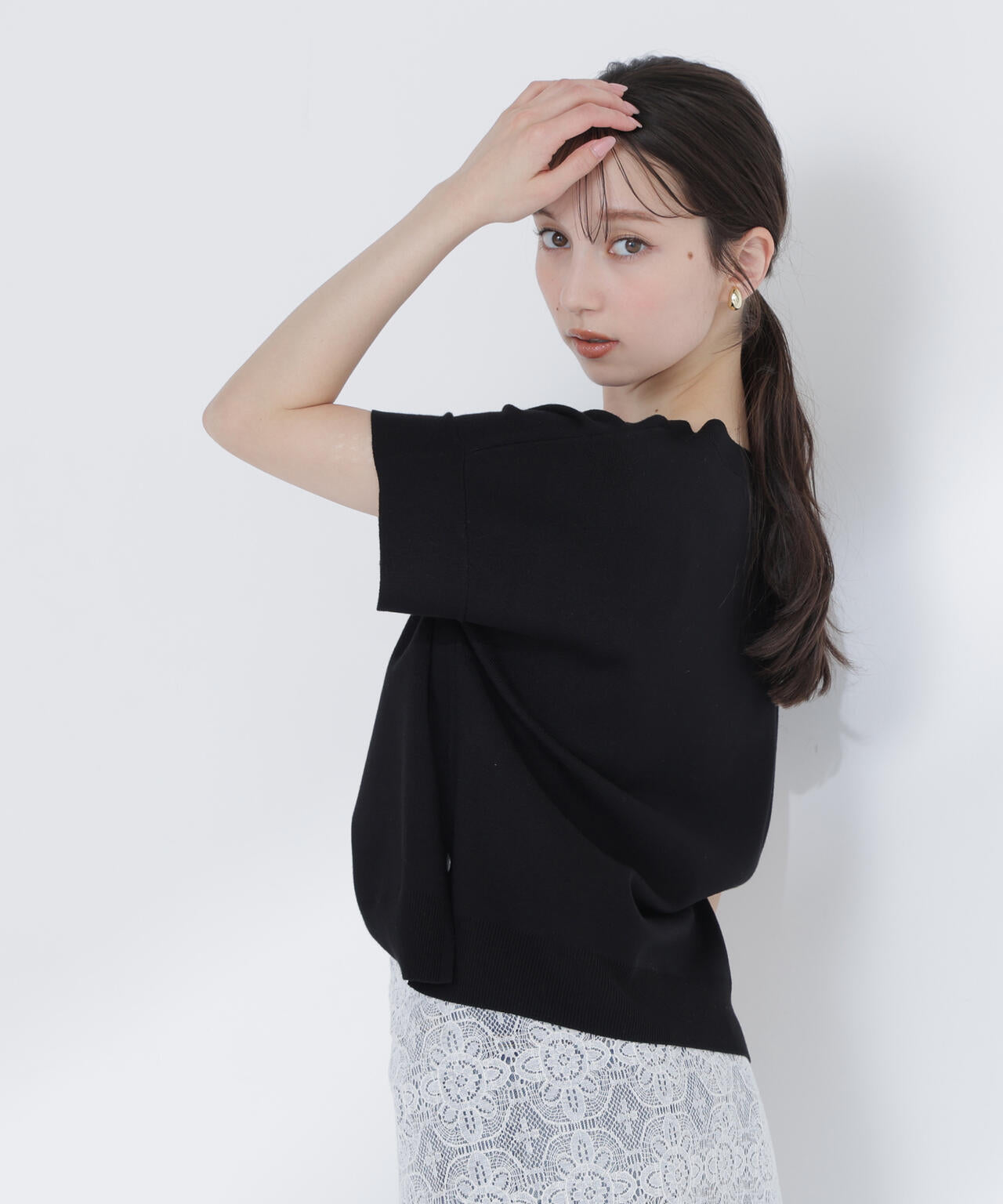 ＜sweet掲載＞総針ベーシック Vネックニット