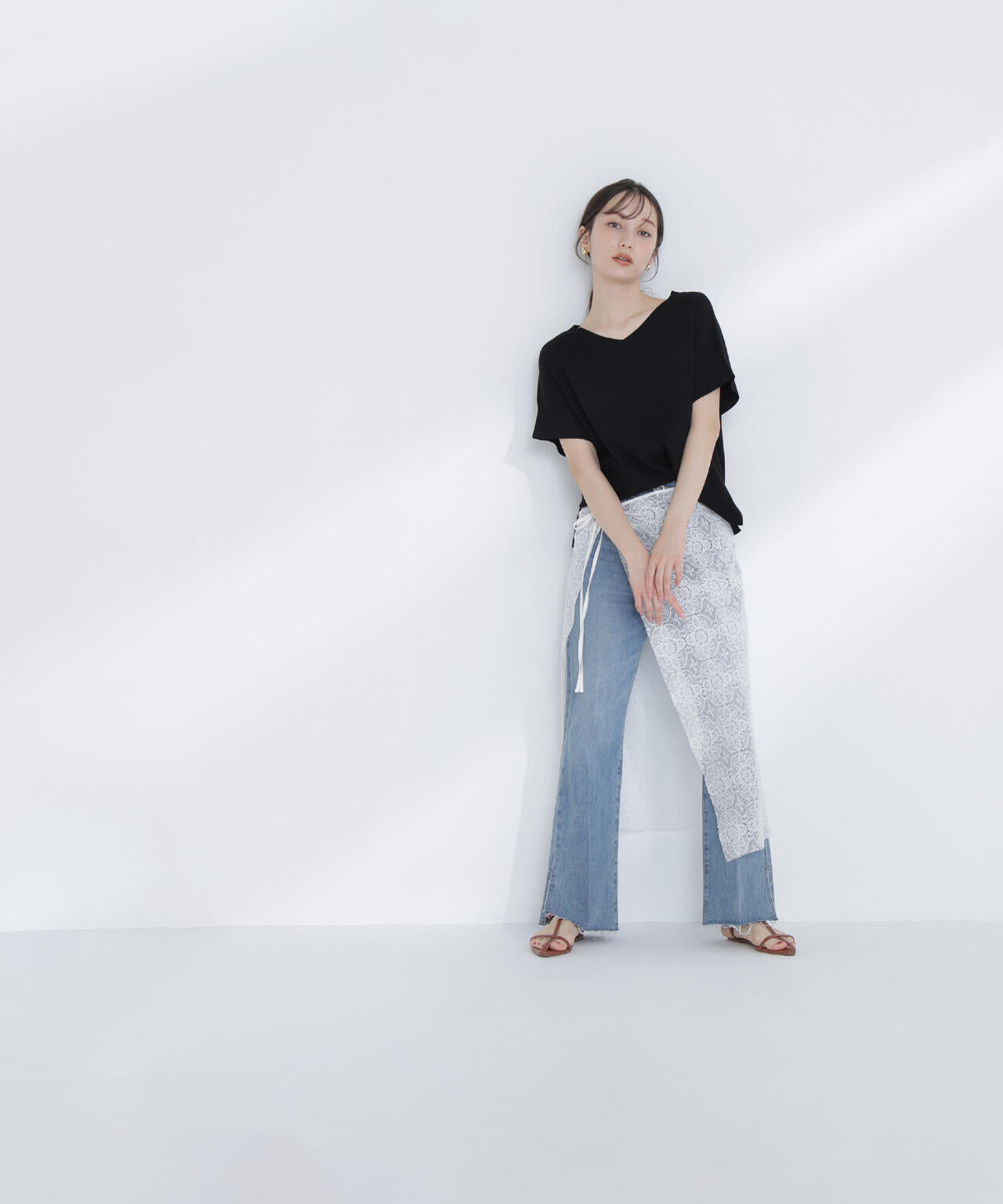 ＜sweet掲載＞総針ベーシック Vネックニット