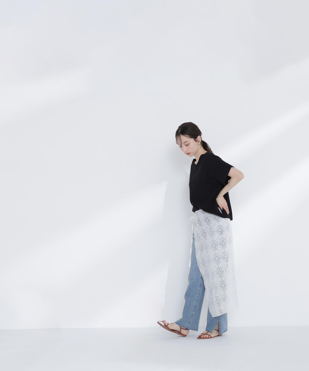 ＜sweet掲載＞総針ベーシック Vネックニット