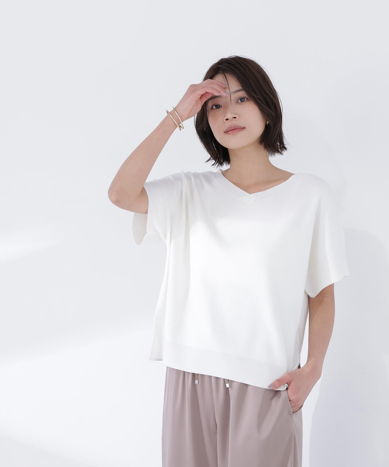 ＜sweet掲載＞総針ベーシック Vネックニット