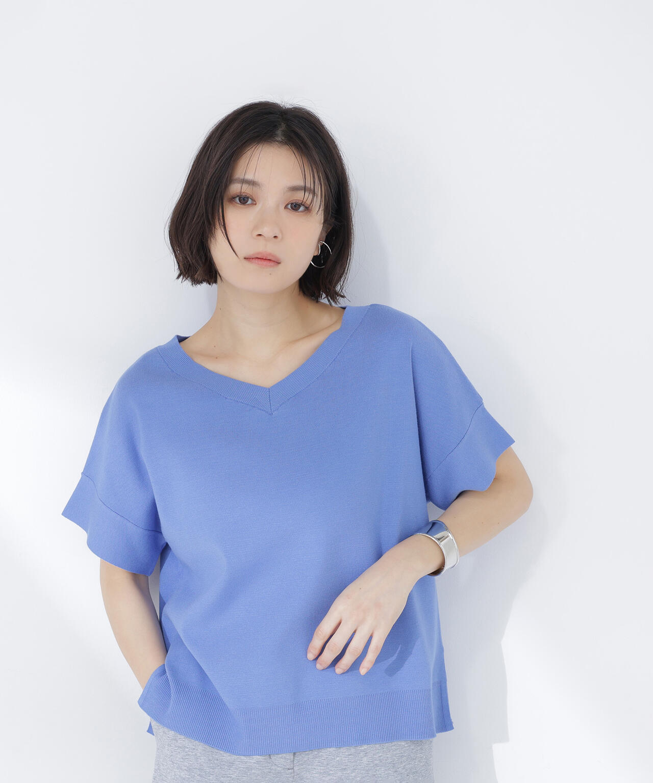 ＜sweet掲載＞総針ベーシック Vネックニット