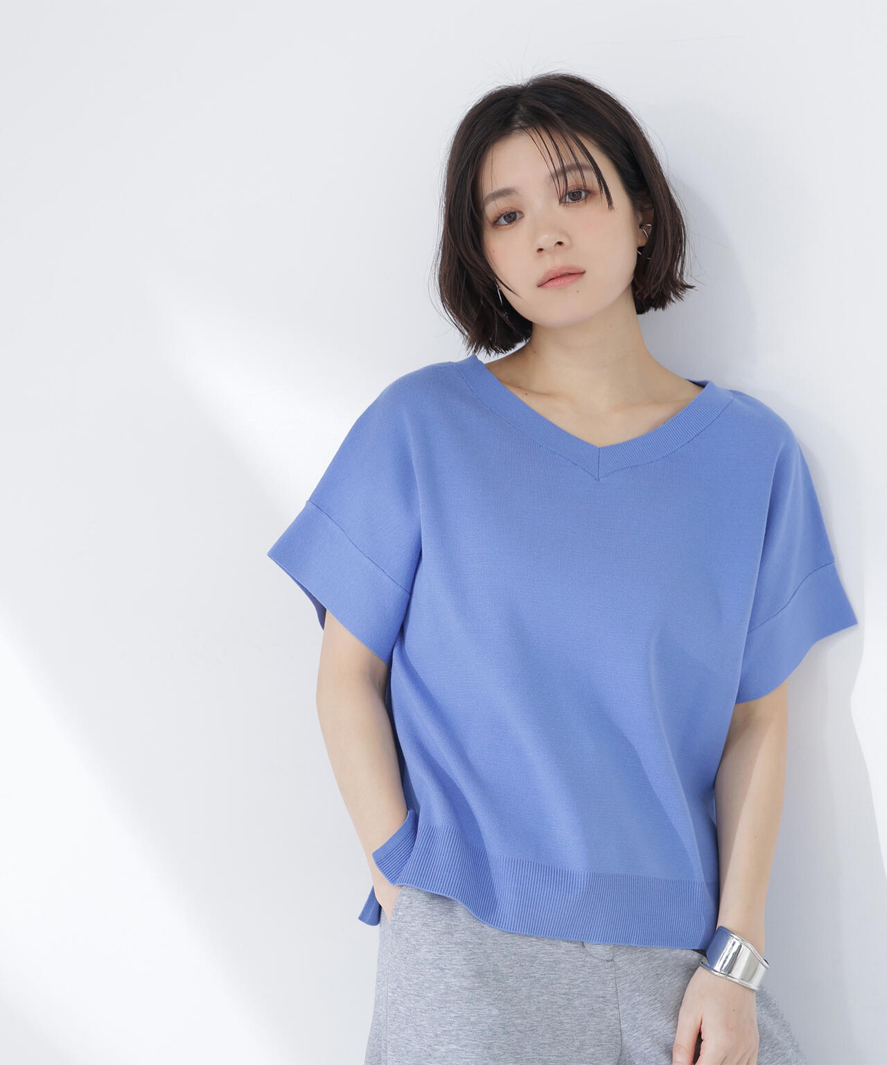 ＜sweet掲載＞総針ベーシック Vネックニット