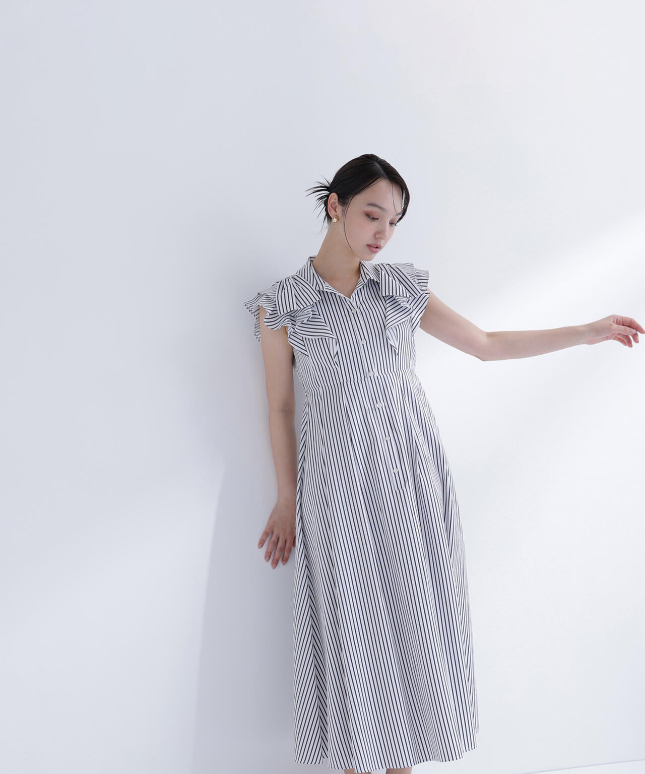 ＜山本里菜さんコラボ＞リボンラッフルシャツワンピース