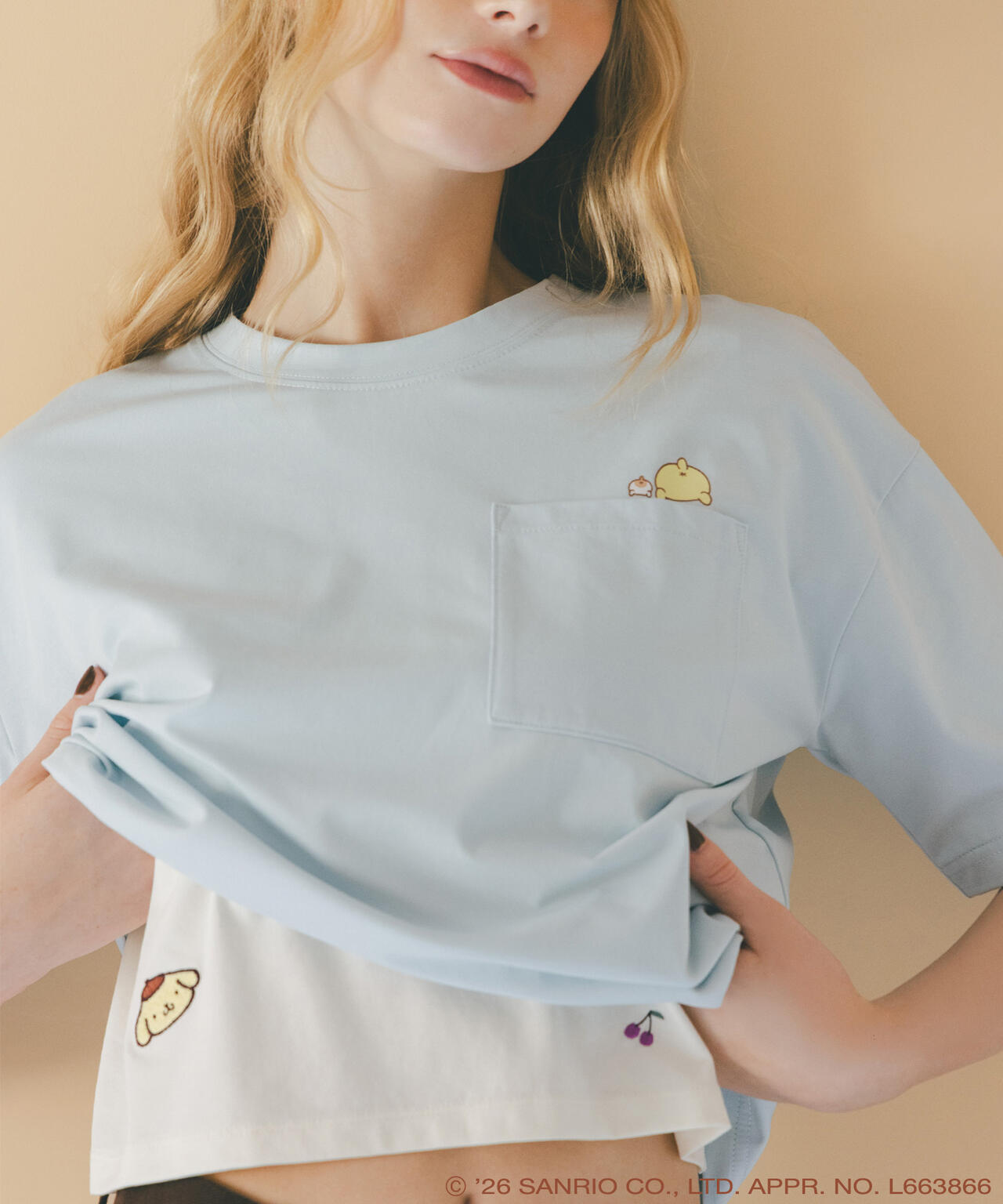 ＜ポムポムプリンコラボ＞ポケットTシャツ