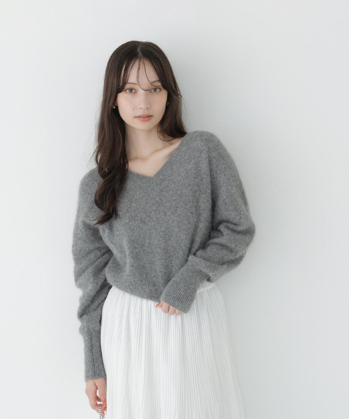 ＜WEB限定カラー：ピンク＞＜ちょうど、いい服＞柔らか、ほおずりフォックス混ニット