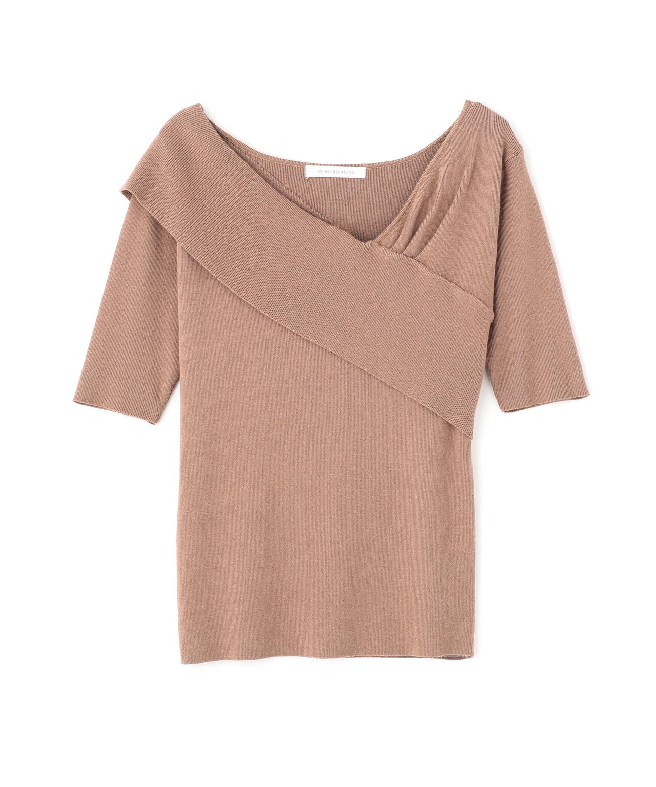 アシンメトリーネックニットプルオーバー