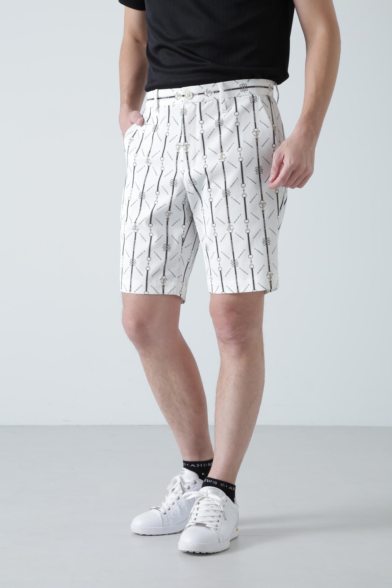 リベットストライププリントショートパンツ (MENS)