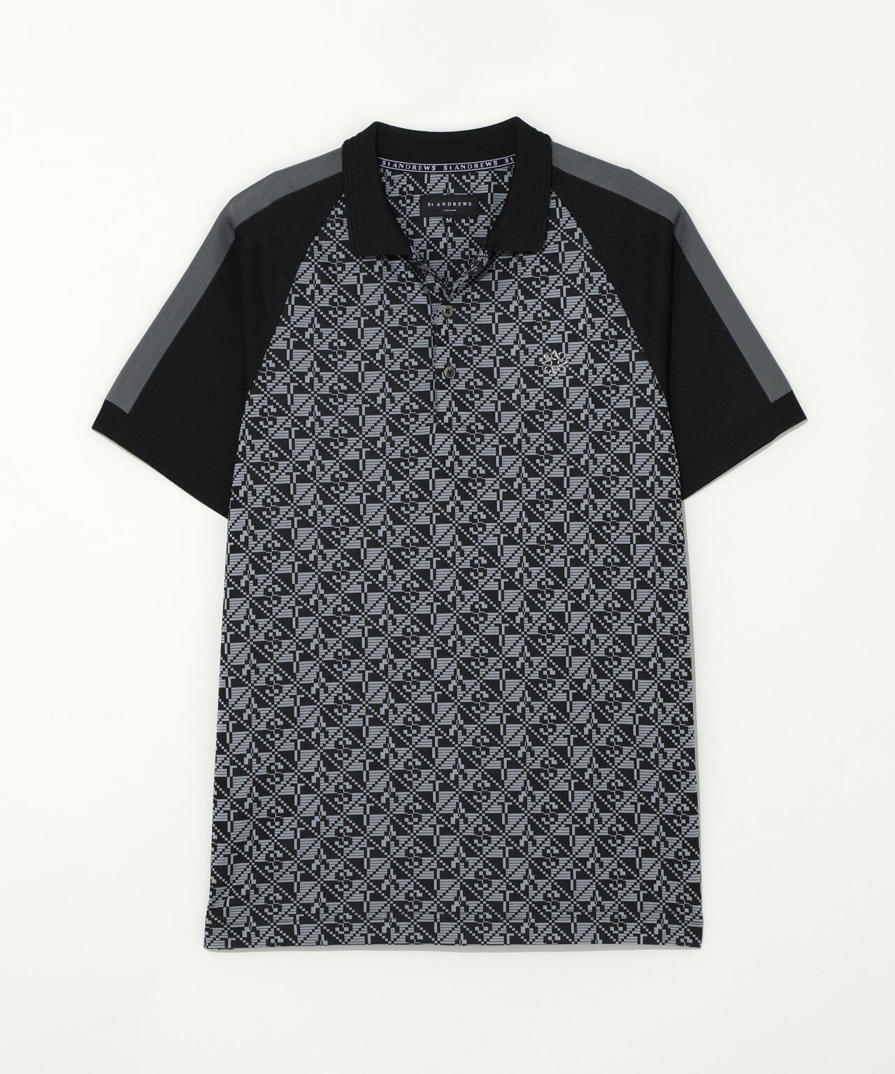 STAチェッカー柄ジャガード半袖ポロシャツ (MENS)