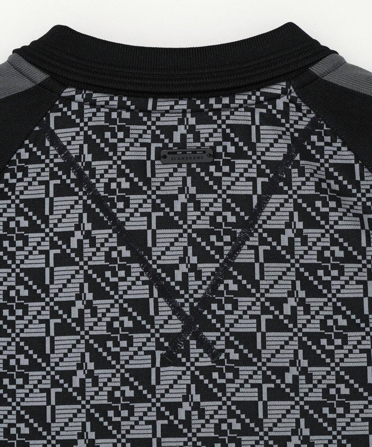 STAチェッカー柄ジャガード半袖ポロシャツ (MENS)