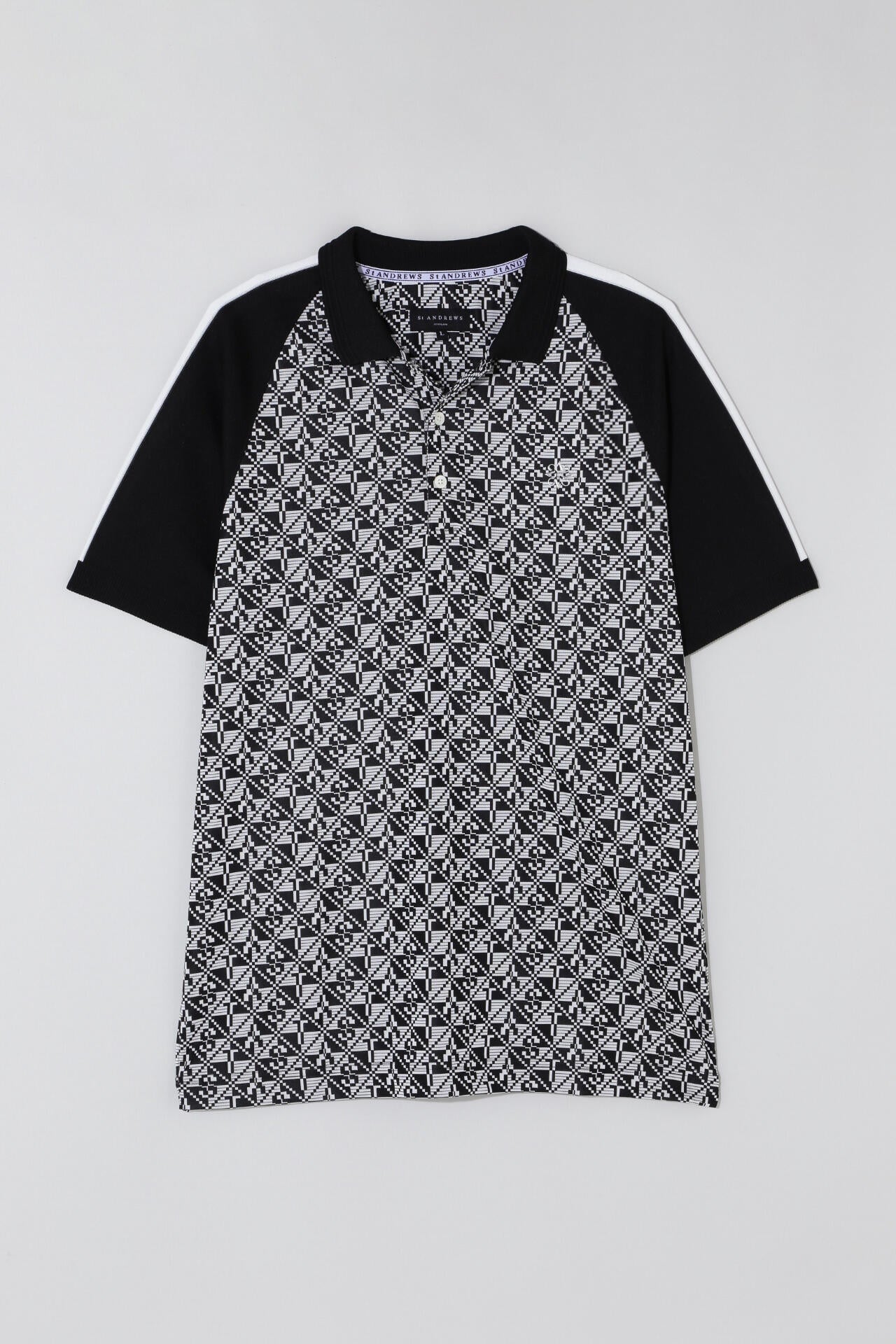 STAチェッカー柄ジャガード半袖ポロシャツ (MENS)