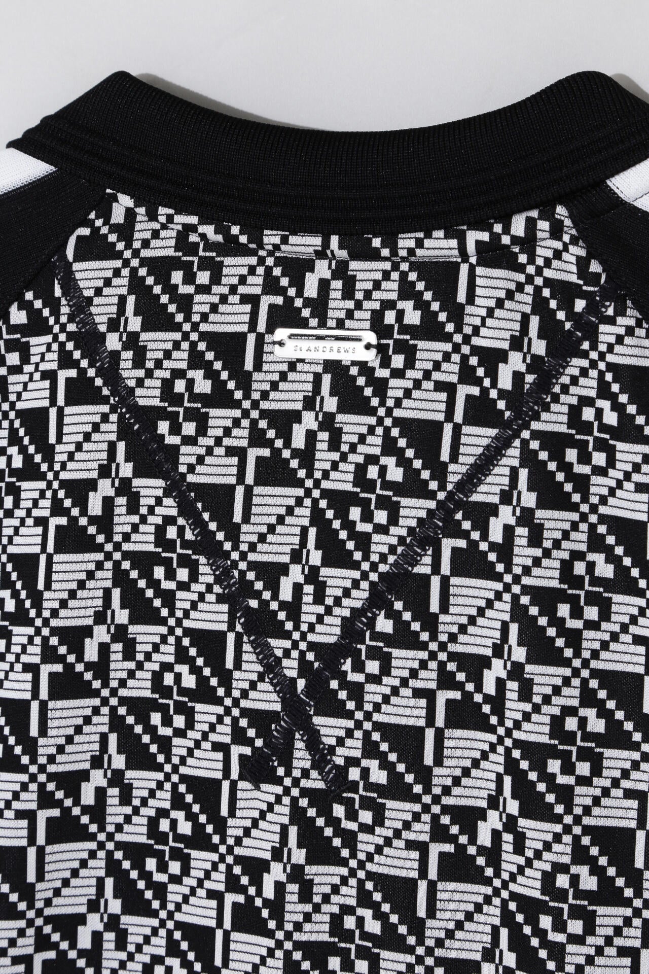 STAチェッカー柄ジャガード半袖ポロシャツ (MENS)