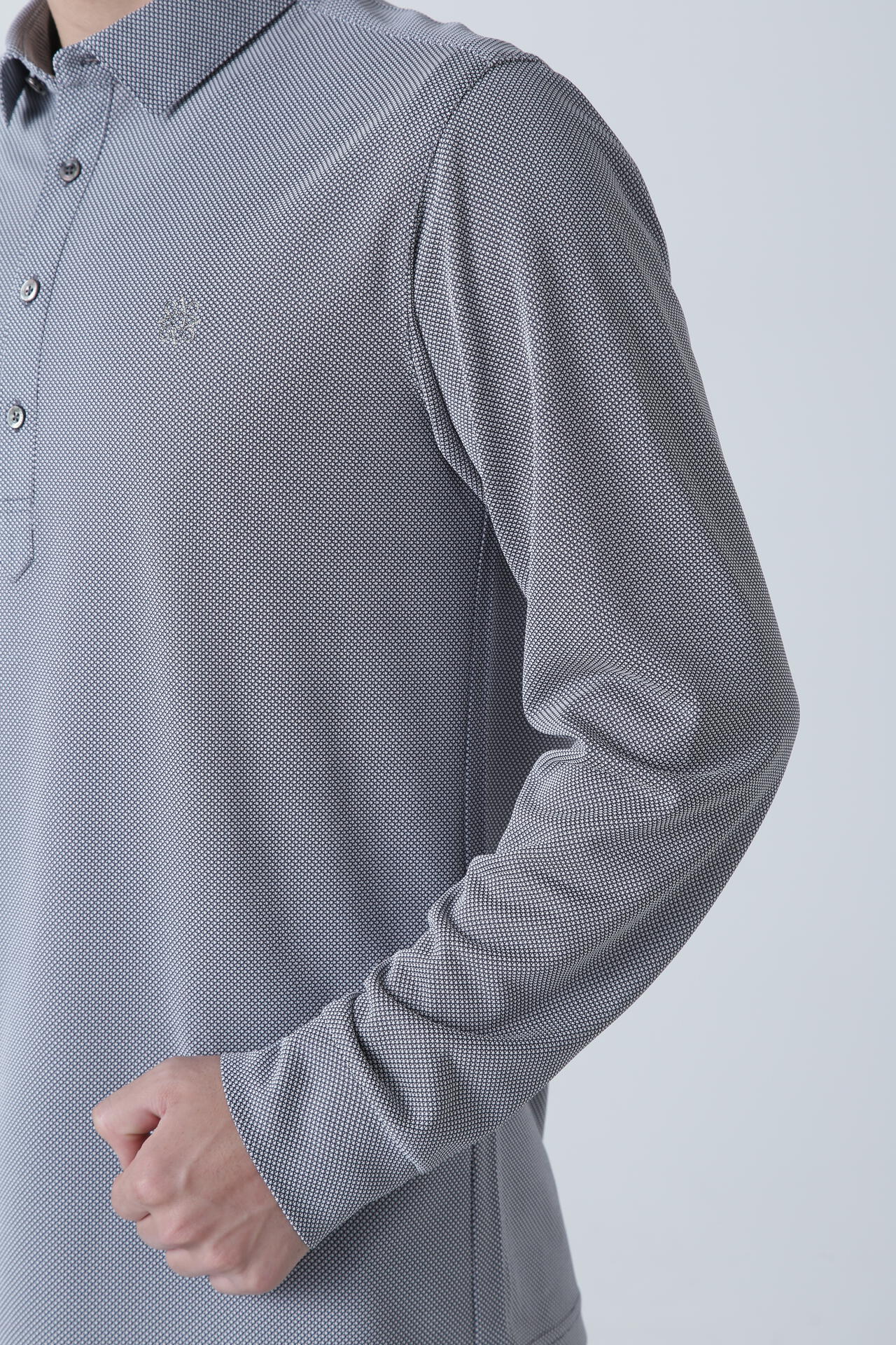 カチオンレトロバーズアイカノコ長袖ポロシャツ (MENS)