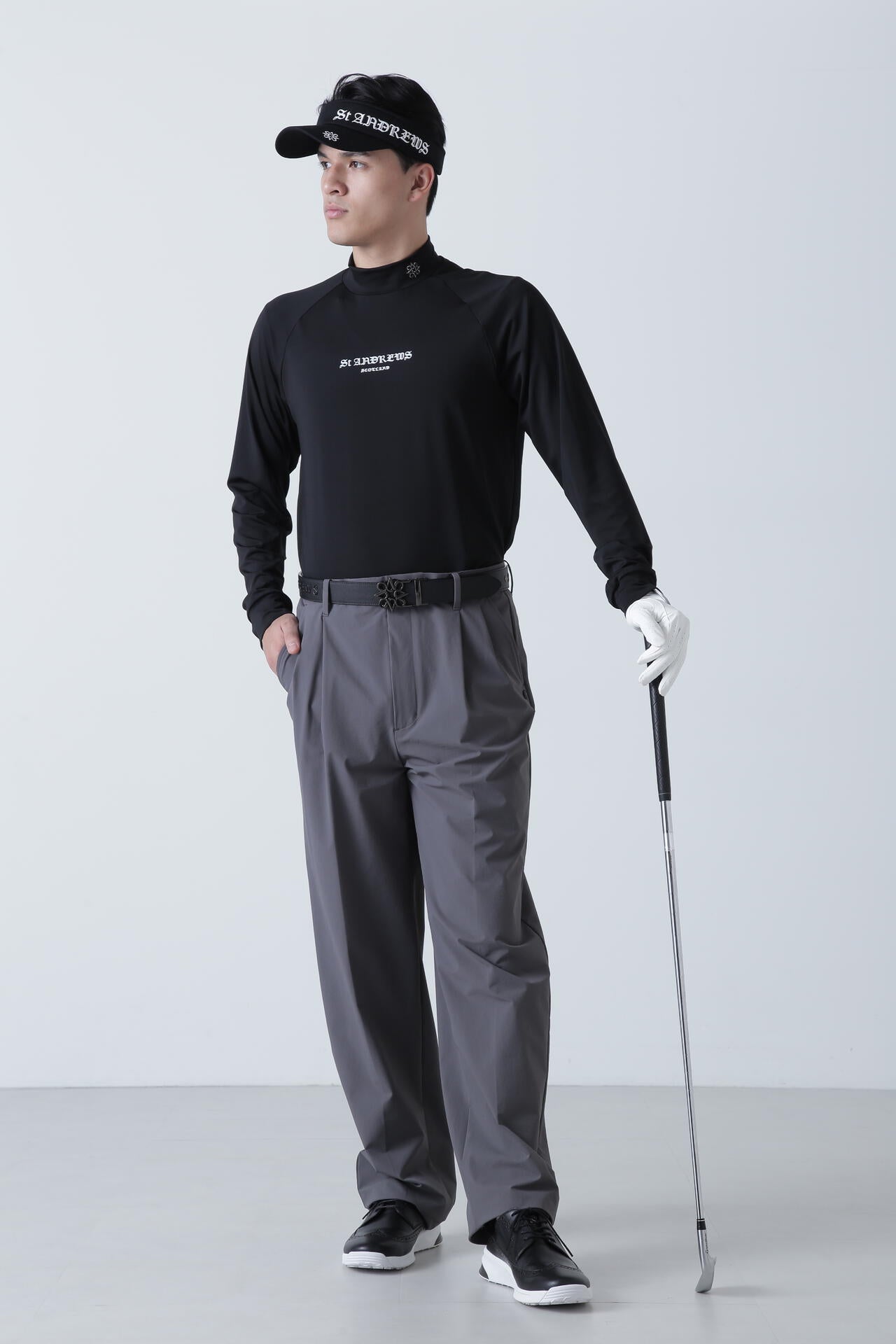 カチオンポリエステルベア天長袖ハイネックカットソー (MENS)