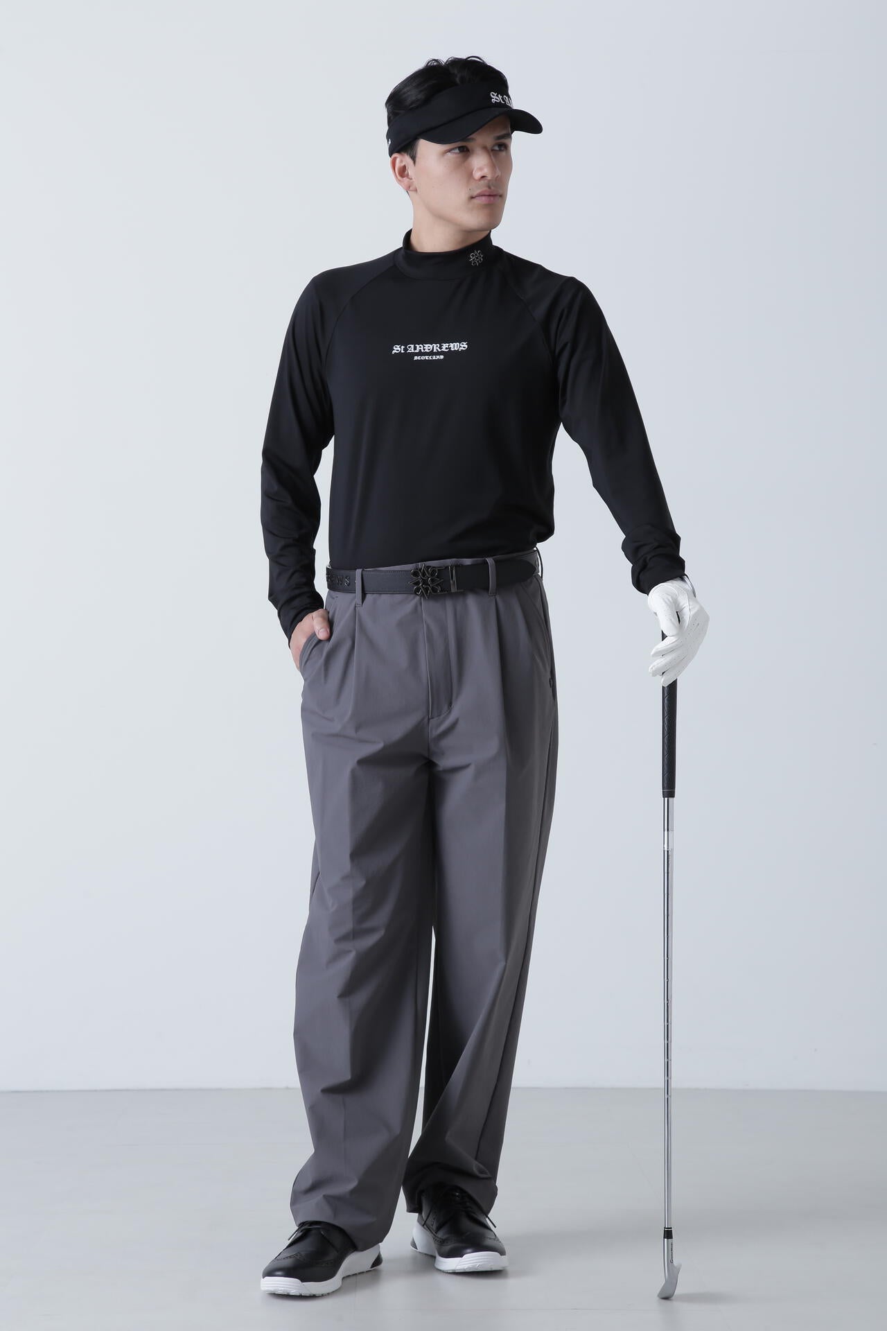 カチオンポリエステルベア天長袖ハイネックカットソー (MENS)