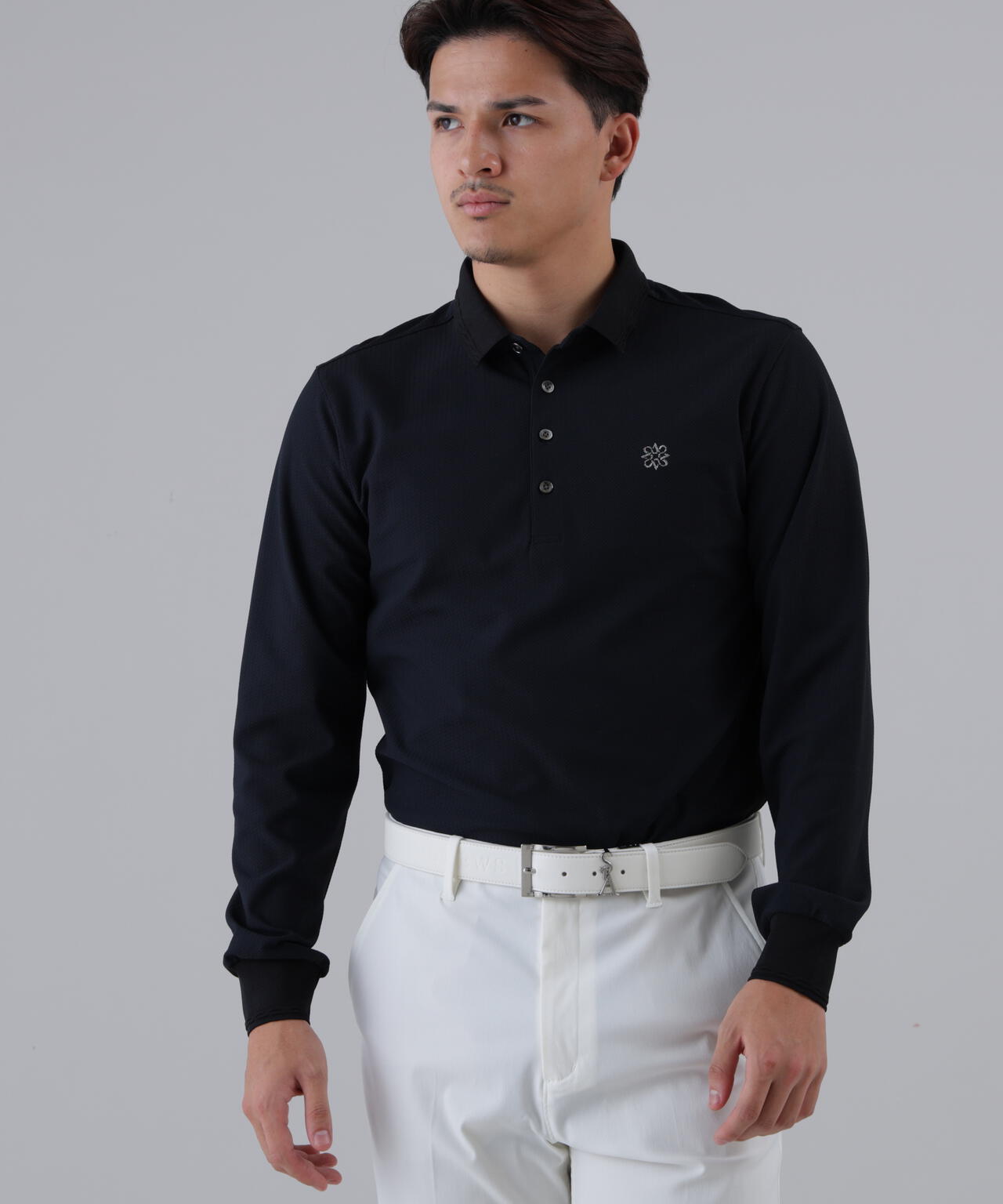 【吸水速乾】【UVカット】SPX裏使いジャガード長袖ポロ (MENS)