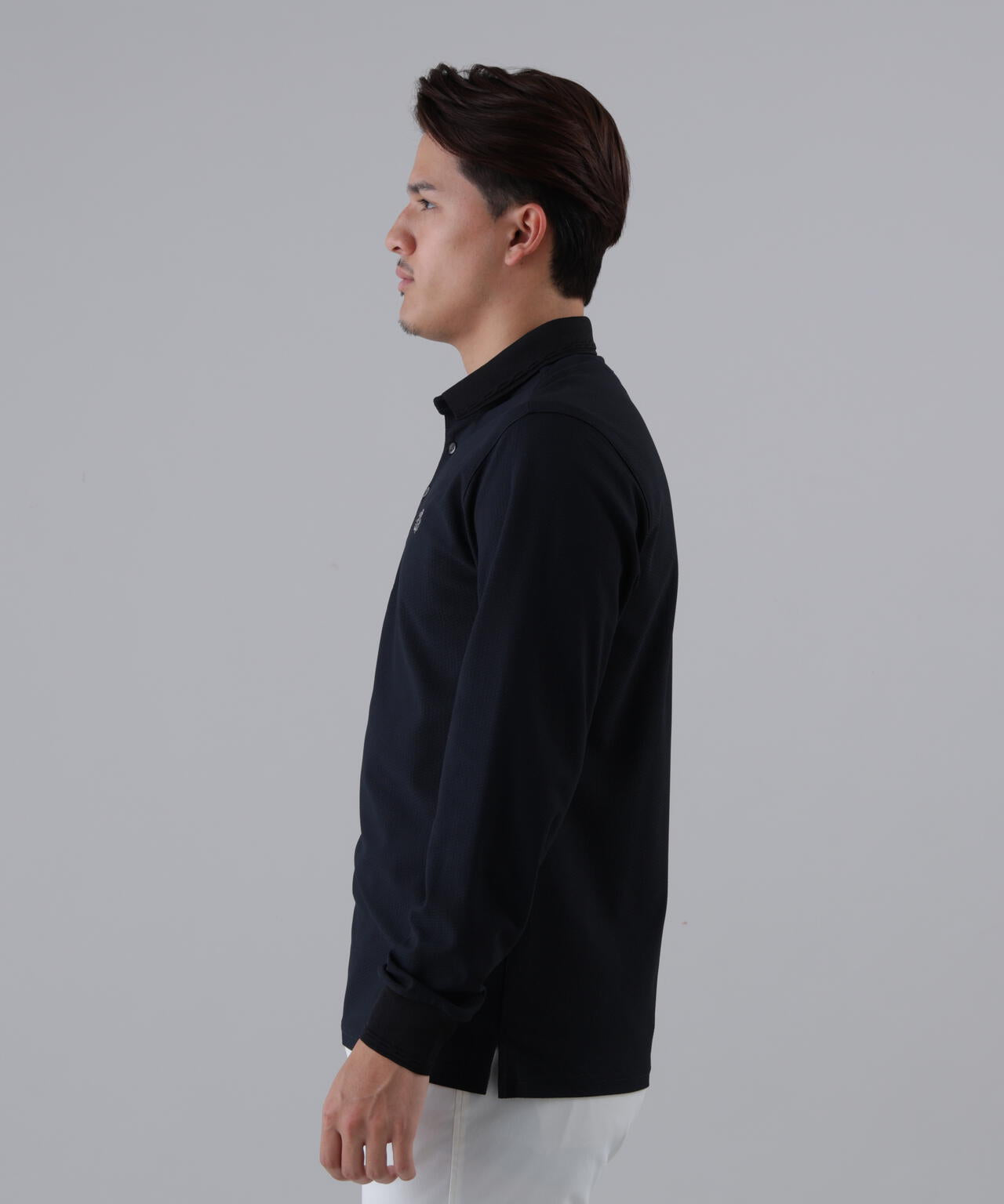【吸水速乾】【UVカット】SPX裏使いジャガード長袖ポロ (MENS)