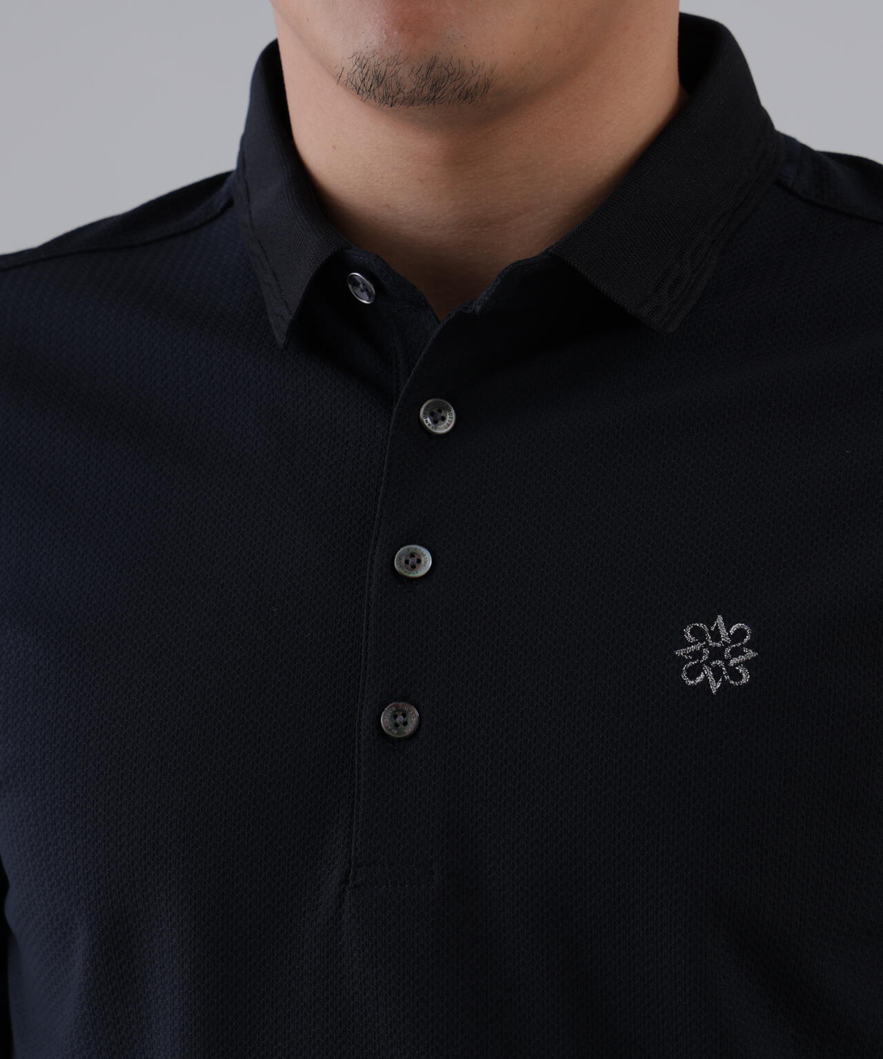 【吸水速乾】【UVカット】SPX裏使いジャガード長袖ポロ (MENS)