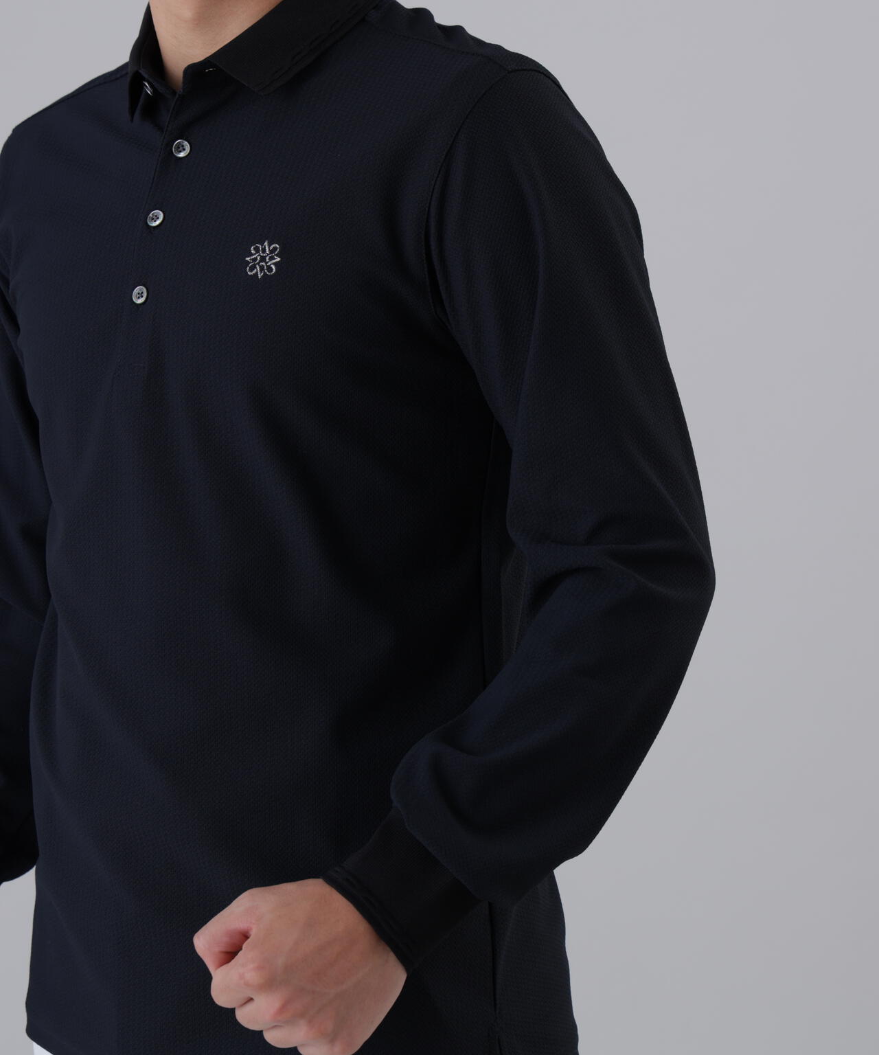 【吸水速乾】【UVカット】SPX裏使いジャガード長袖ポロ (MENS)