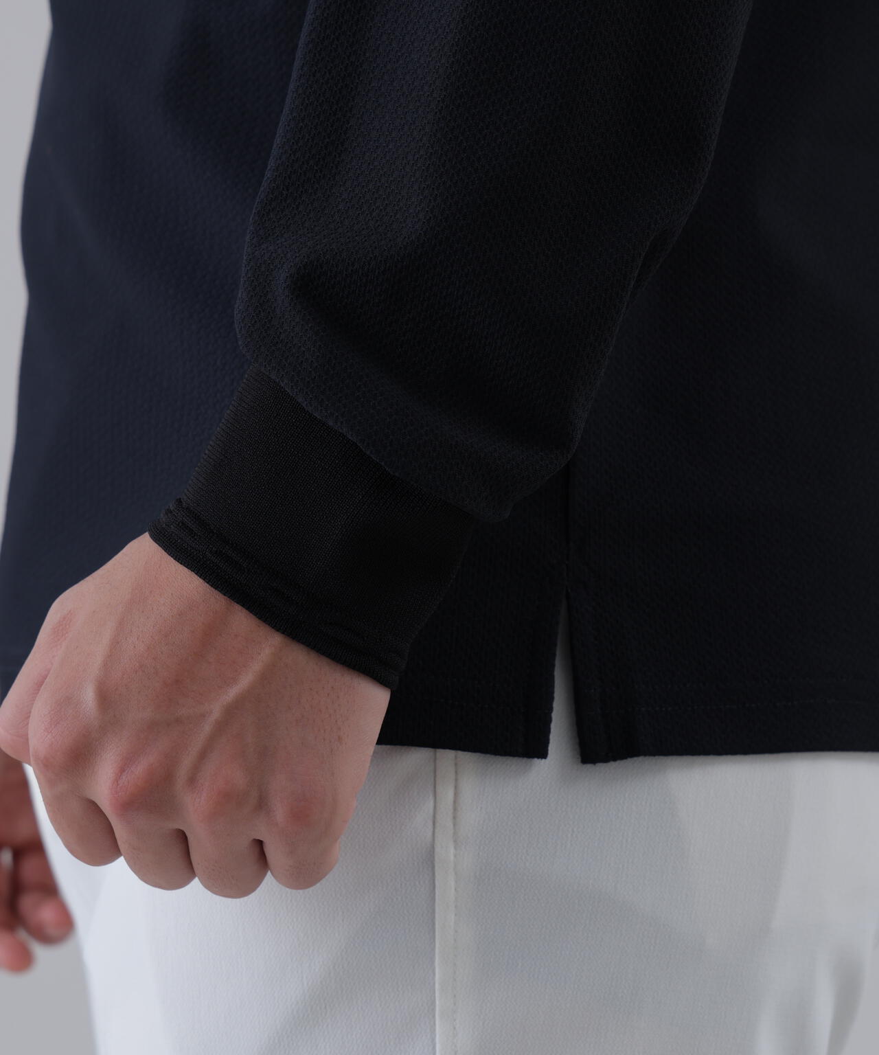 【吸水速乾】【UVカット】SPX裏使いジャガード長袖ポロ (MENS)