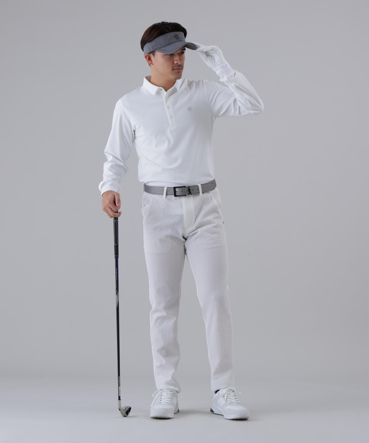 【吸水速乾】【UVカット】SPX裏使いジャガード長袖ポロ (MENS)