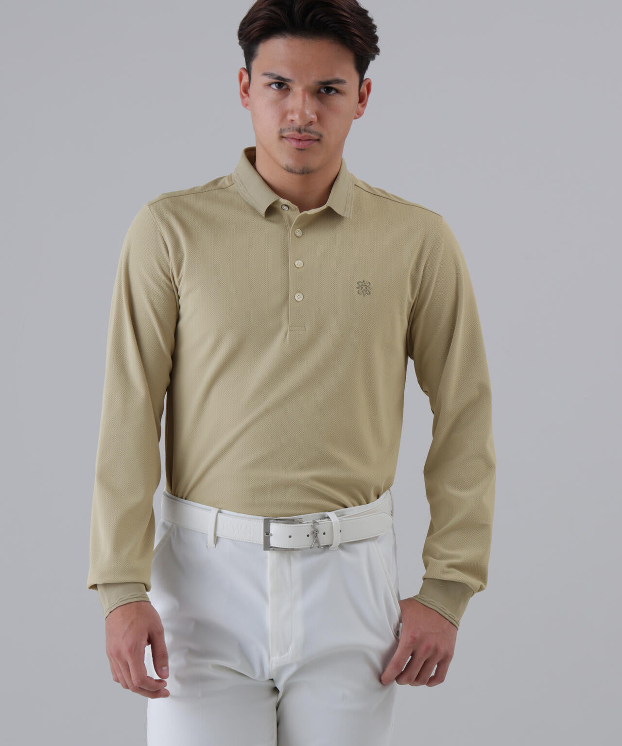 【吸水速乾】【UVカット】SPX裏使いジャガード長袖ポロ (MENS)