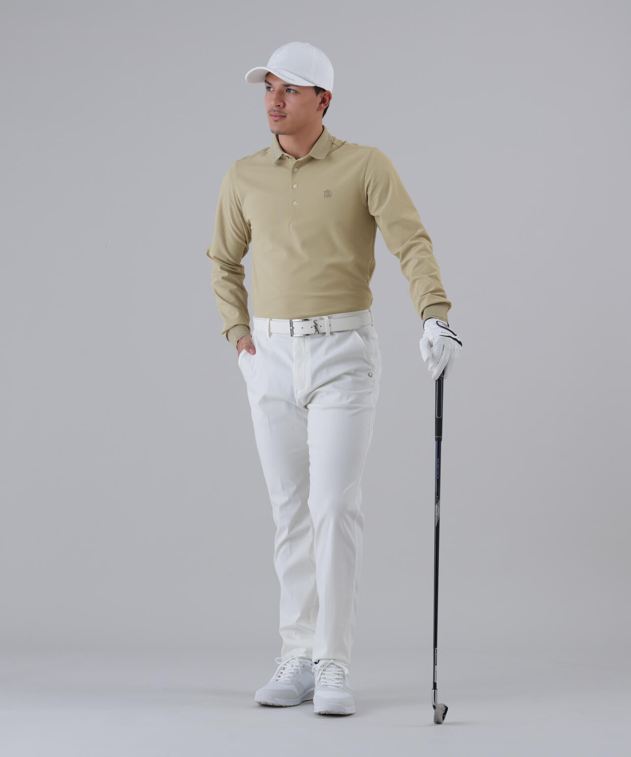 【吸水速乾】【UVカット】SPX裏使いジャガード長袖ポロ (MENS)